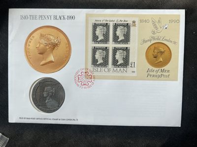 【钱币赏析】 【马恩岛】1990黑便士邮币封