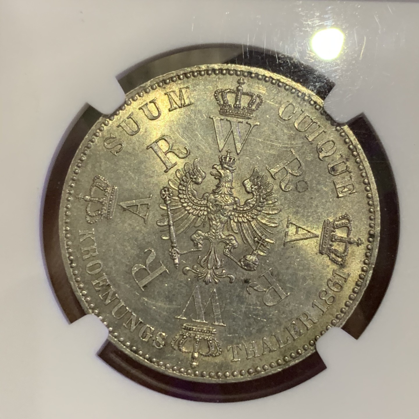 《竞宝斋》第47场-本周日，周一2场连拍（全场不限金额包邮） NGC-UNCD 1861年 德国普鲁士毛衣泰勒 底板丝滑 细节丰富 