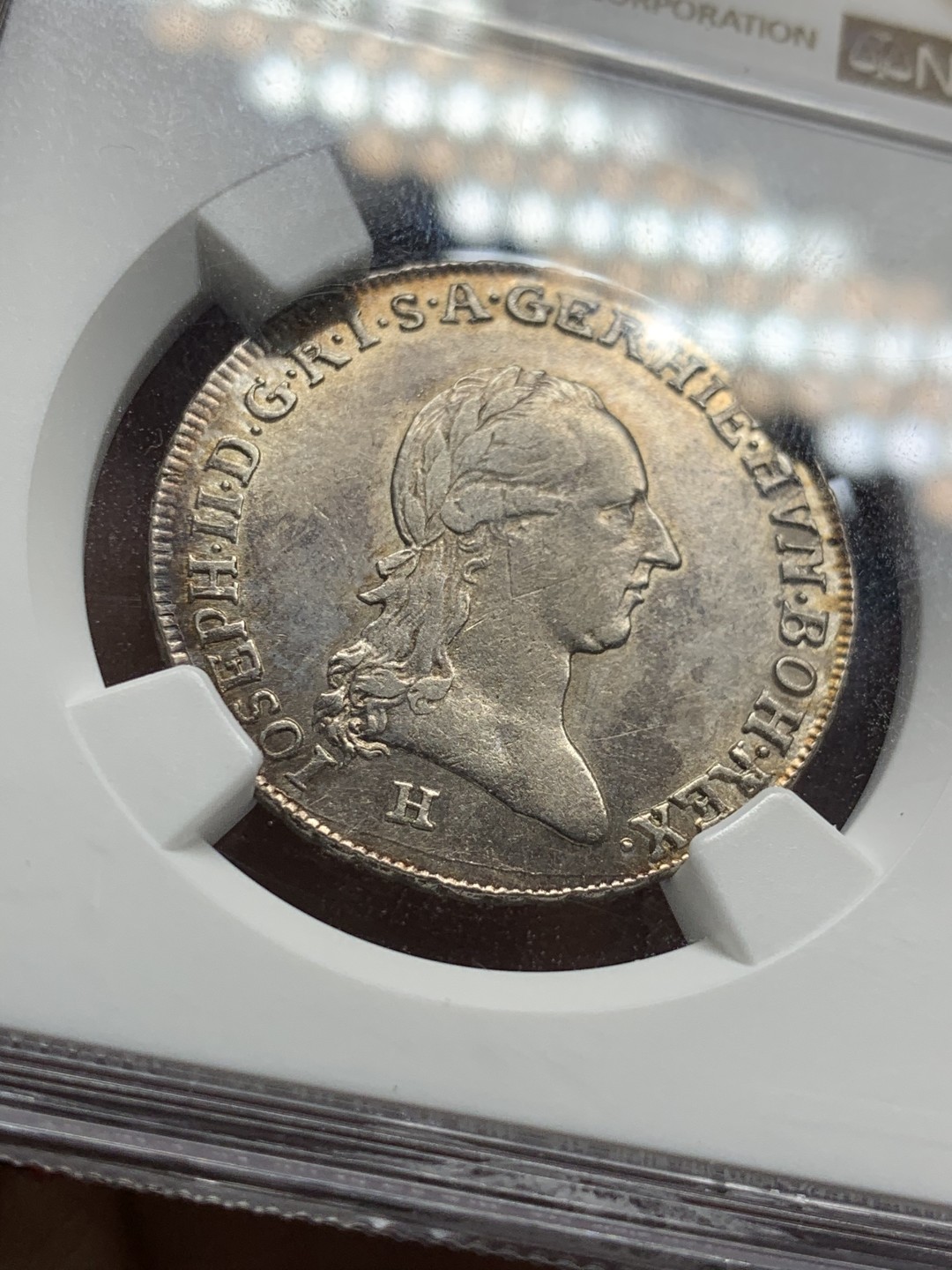 《竞宝斋》第47场-本周日，周一2场连拍（全场不限金额包邮） NGC AU  1788年H版奥属荷兰1/4KT银币 克兰斯目录无定价