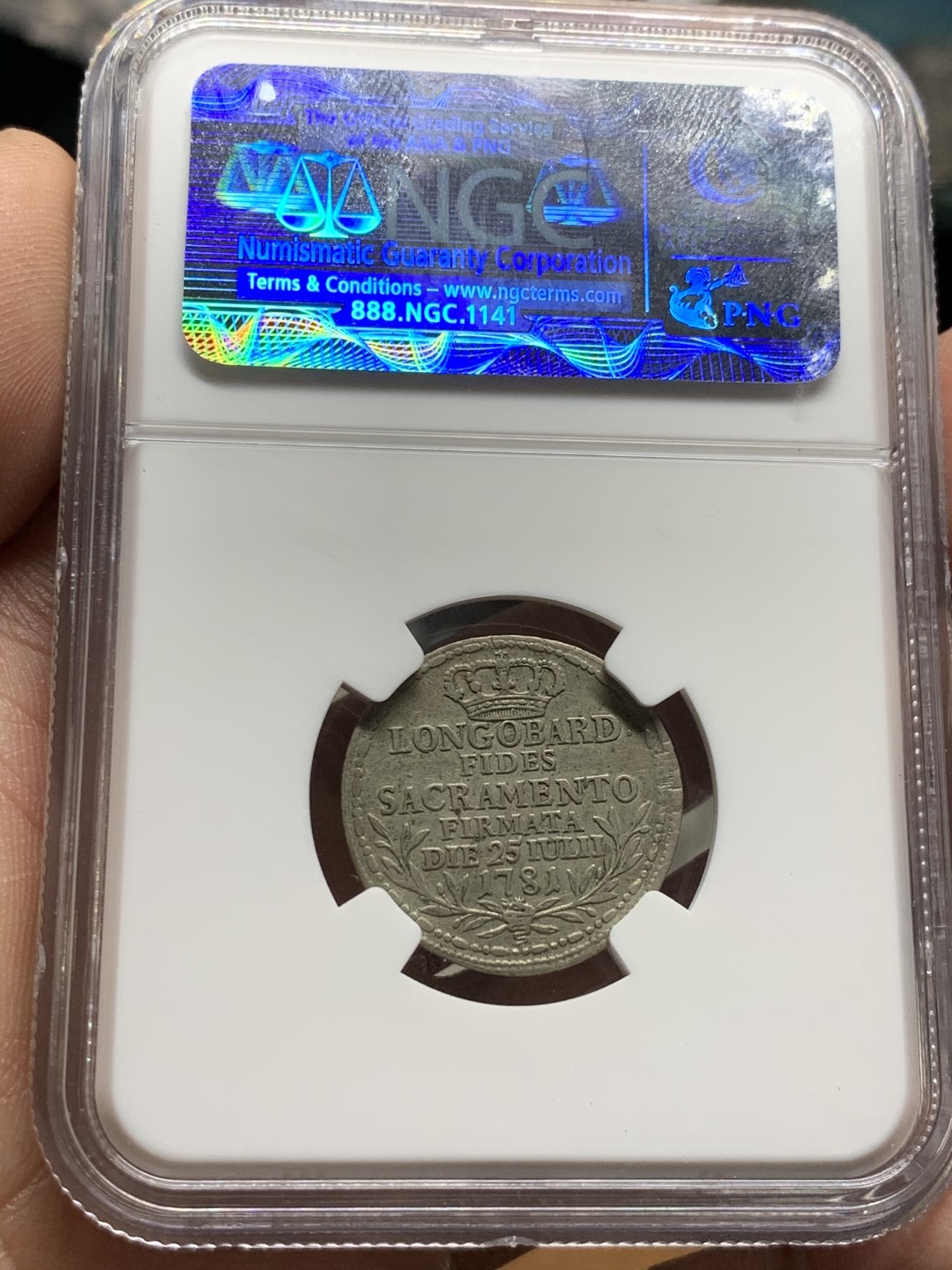 《竞宝斋》第47场-本周日，周一2场连拍（全场不限金额包邮） NGC F15 意大利 1781年米兰神圣皇帝约瑟夫二世1/2里拉银币 盒子标错 应该不是parma 而应该是milan 非常少见