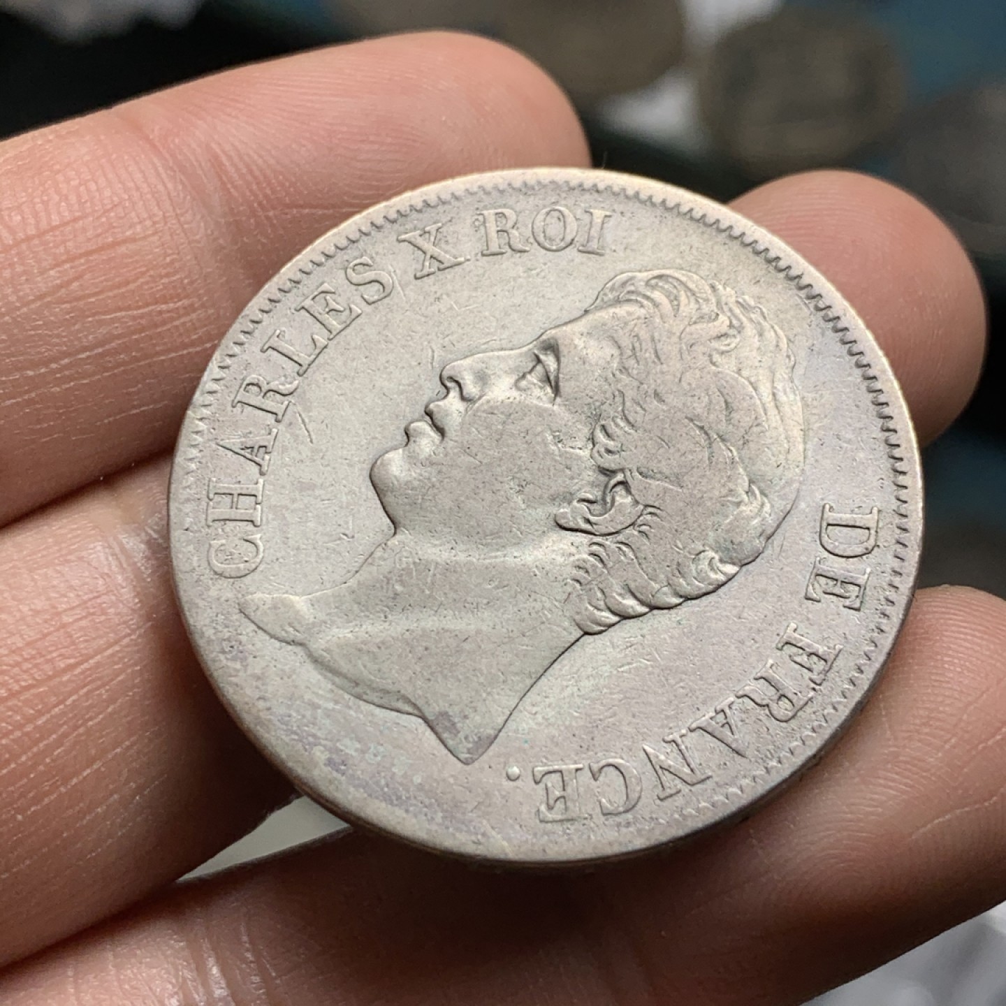 《竞宝斋》第47场-本周日，周一2场连拍（全场不限金额包邮） 法国 1827-MA年 马赛厂 查理十世 5法郎 大银币 原味品