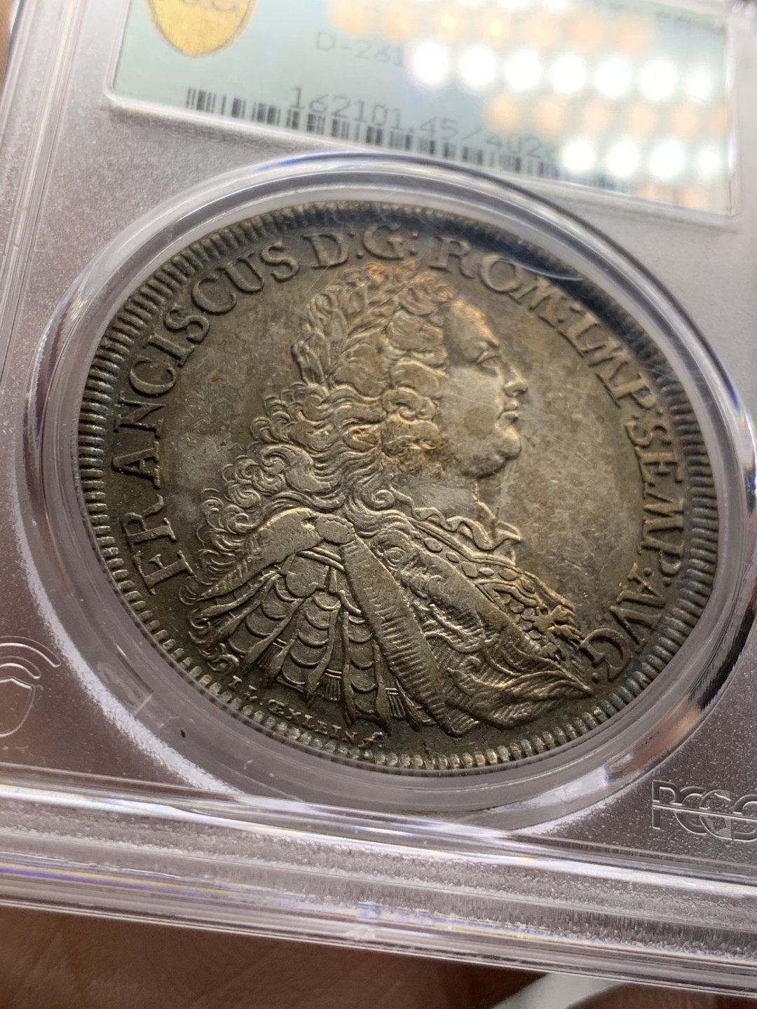 《竞宝斋》第47场-本周日，周一2场连拍（全场不限金额包邮） 1754年德国雷根斯堡城市景观五彩泰勒 PCGS XF45 双面五彩 PCGS35周年纪念盒