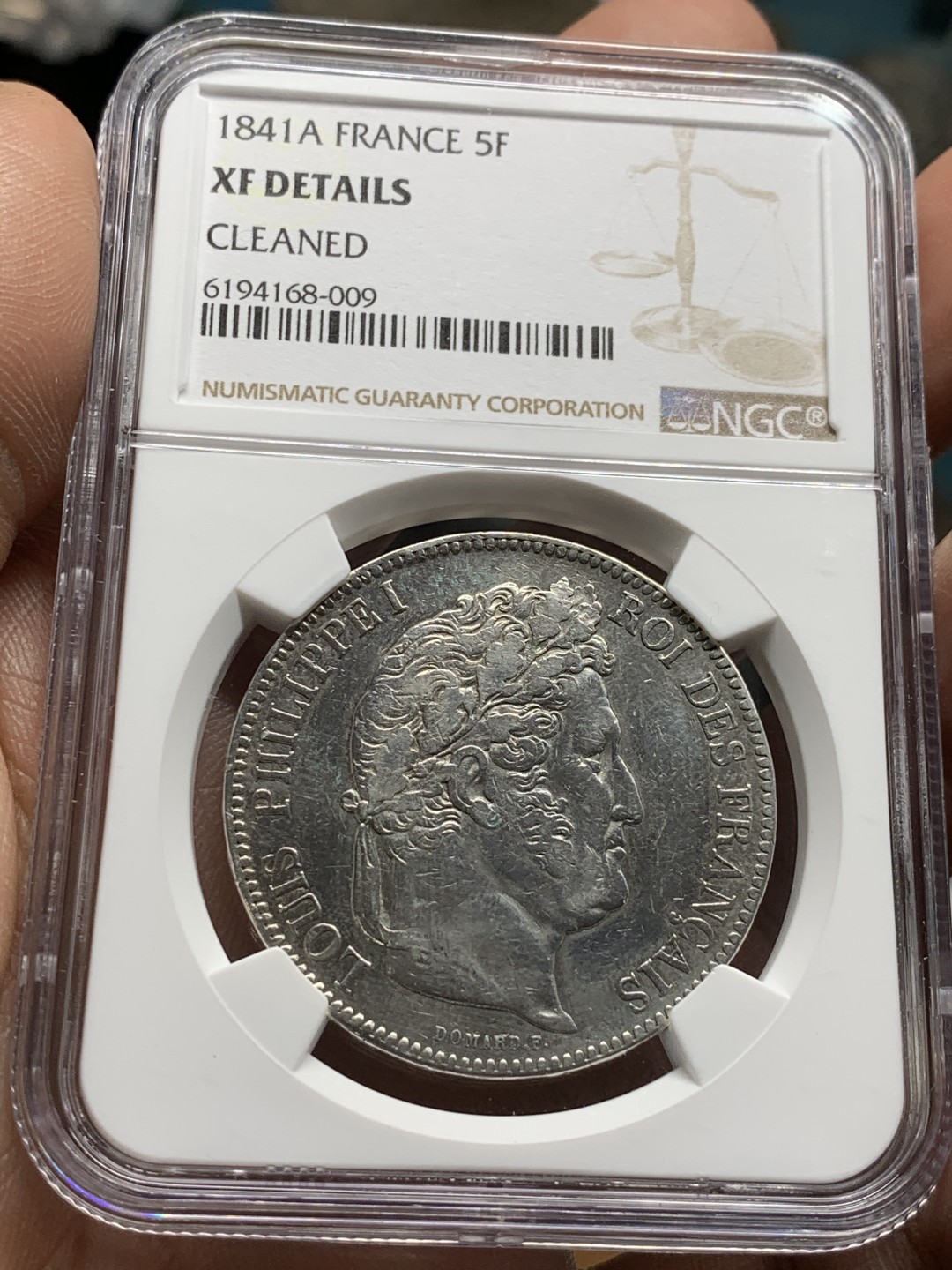 《竞宝斋》第47场-本周日，周一2场连拍（全场不限金额包邮） 1841年法国菲利普斯5法郎银币NGC XF-DETAILS