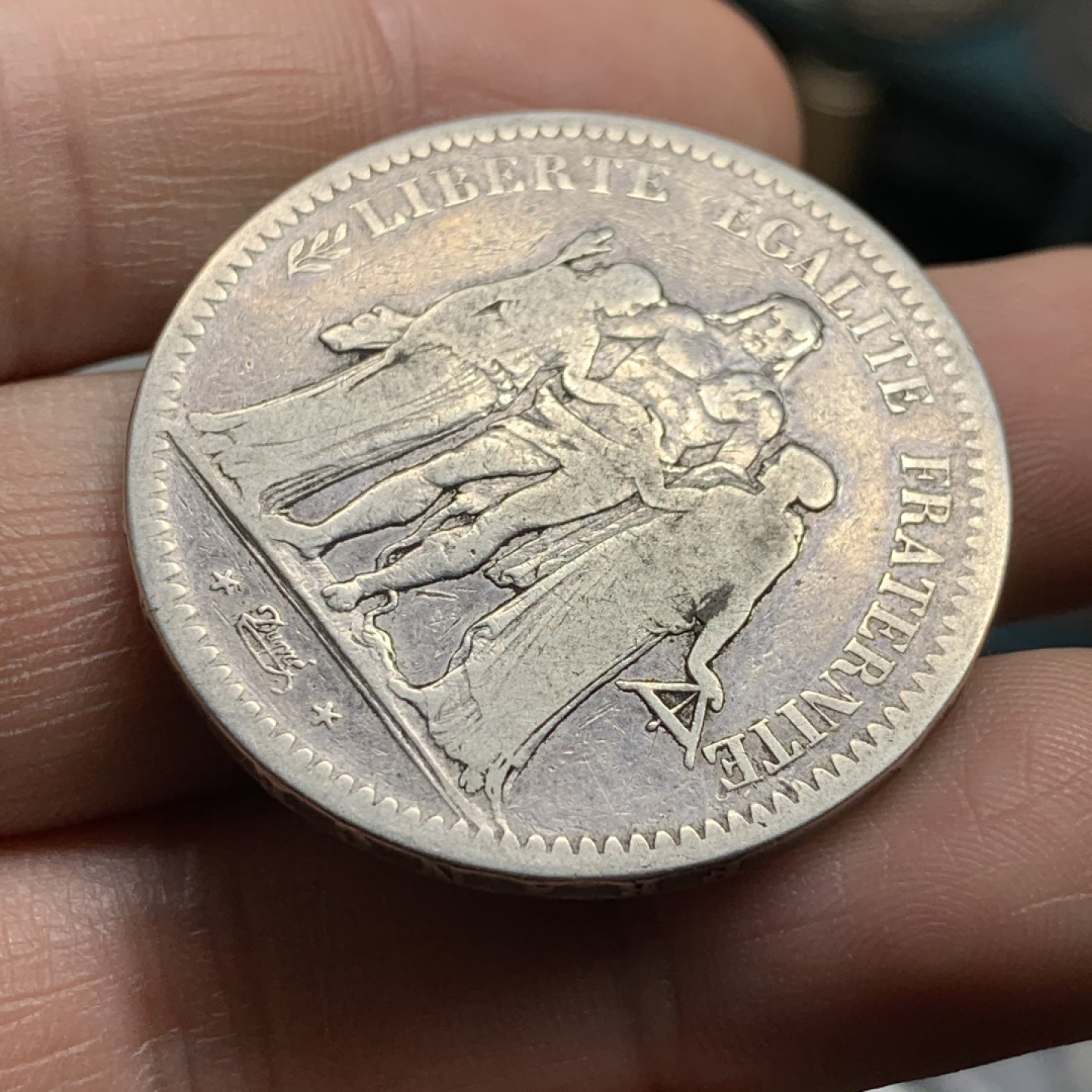 《竞宝斋》第47场-本周日，周一2场连拍（全场不限金额包邮） 法国 1849 第二共和时期 大力神 5法郎 银币 早期品种 自然流通手感一流