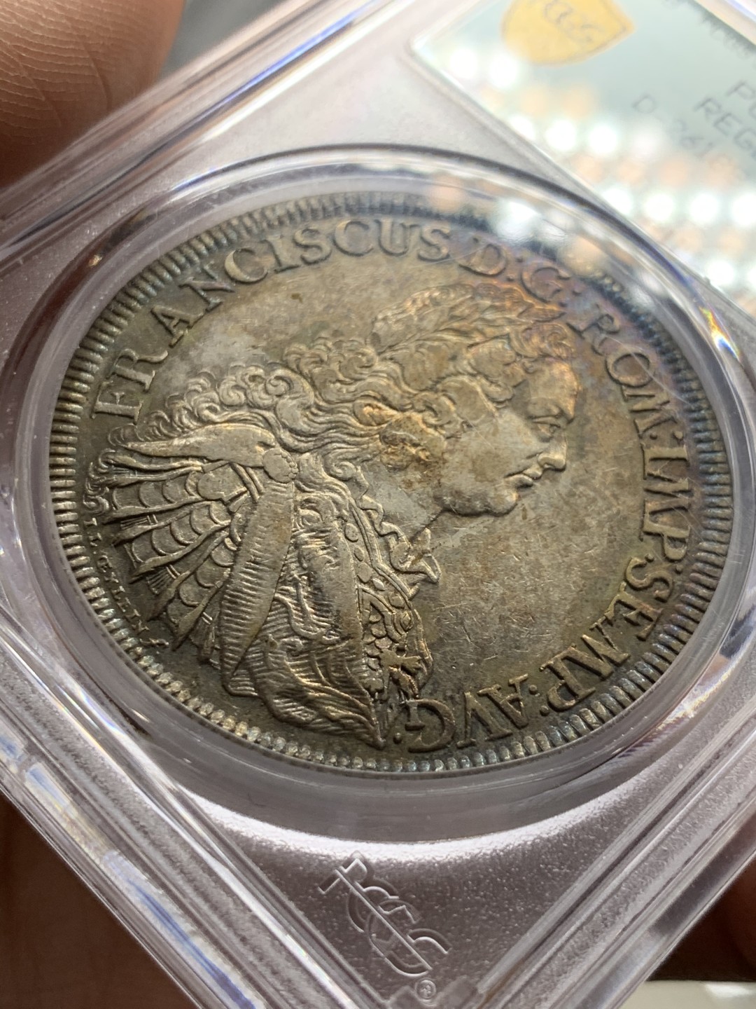 《竞宝斋》第47场-本周日，周一2场连拍（全场不限金额包邮） 1754年德国雷根斯堡城市景观五彩泰勒 PCGS XF45 双面五彩 PCGS35周年纪念盒