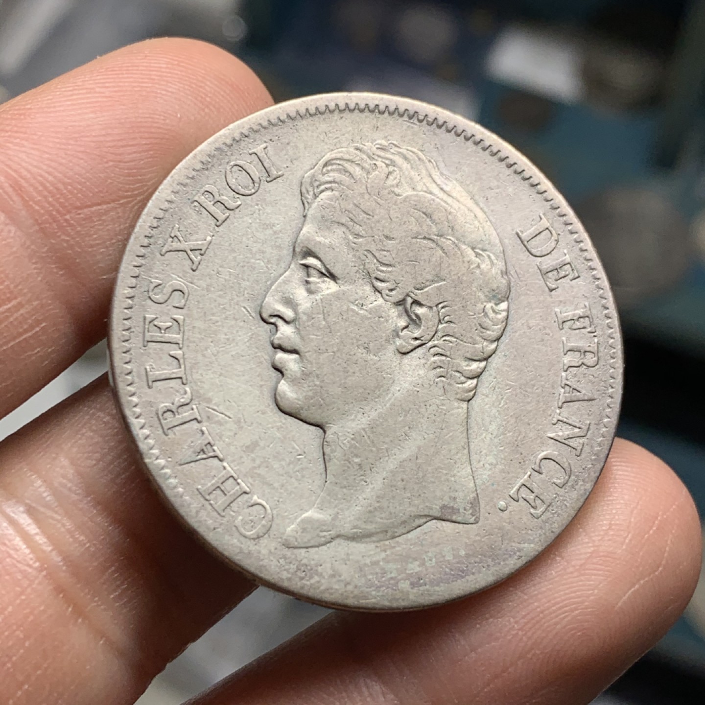 《竞宝斋》第47场-本周日，周一2场连拍（全场不限金额包邮） 法国 1827-MA年 马赛厂 查理十世 5法郎 大银币 原味品