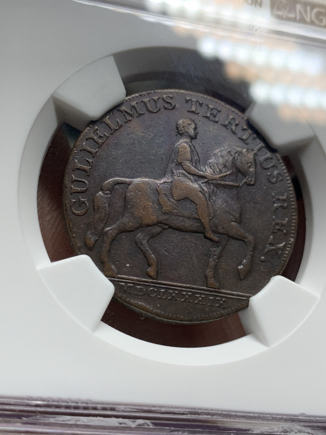 《竞宝斋》第47场-本周日，周一2场连拍（全场不限金额包邮） NGC XF 英国 约克郡 1791年 半便士 代币 token