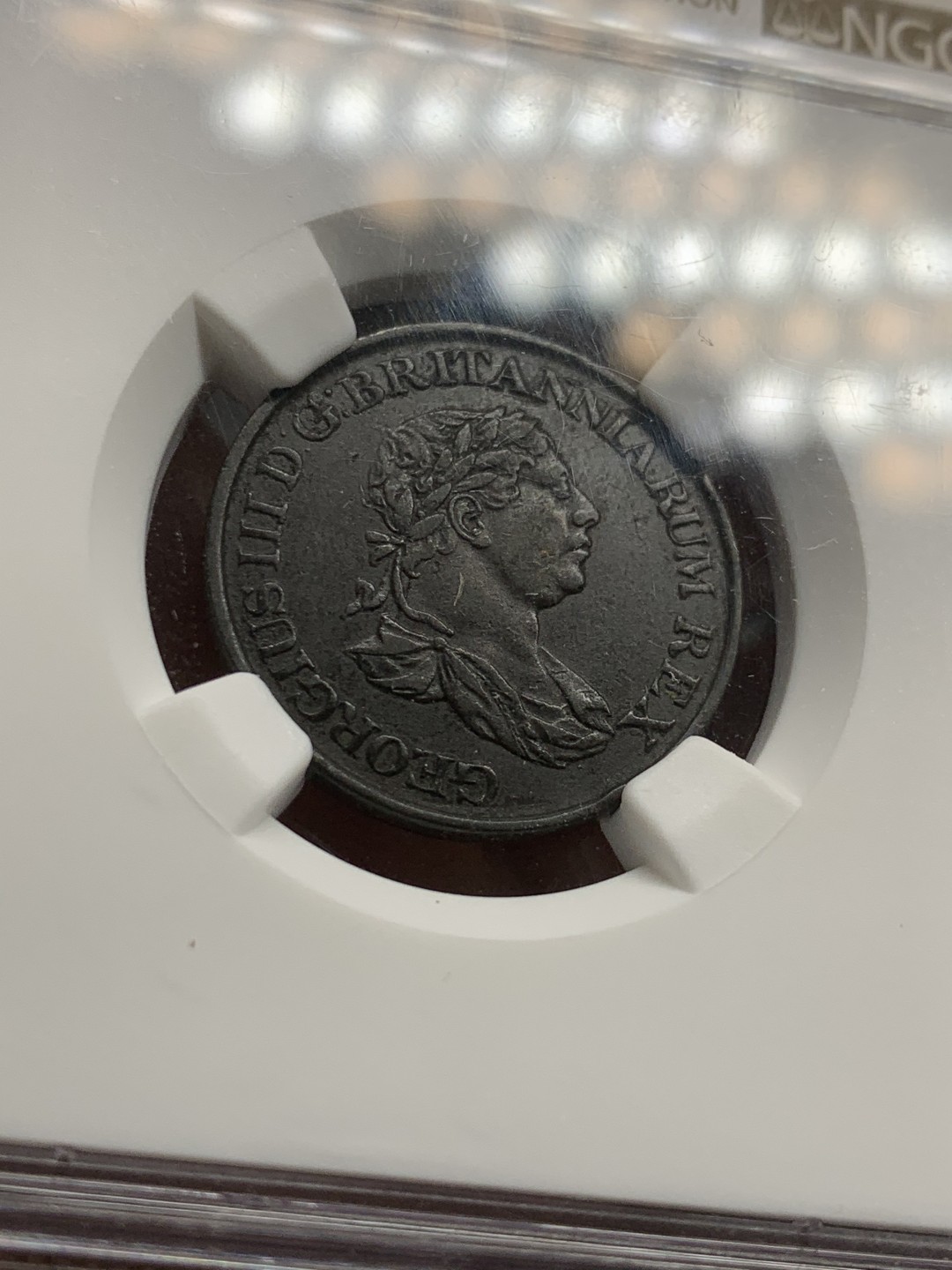 《竞宝斋》第47场-本周日，周一2场连拍（全场不限金额包邮） NGC XF45 英属 1815 锡兰 大象 1/2S 原味好品