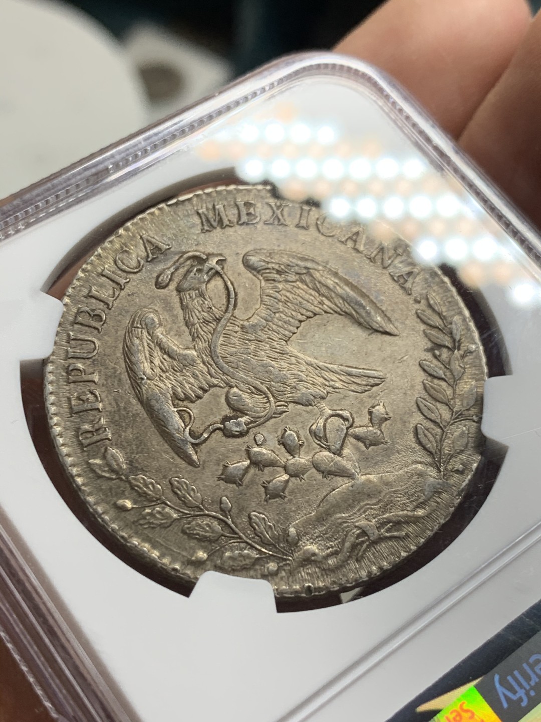 《竞宝斋》第47场-本周日，周一2场连拍（全场不限金额包邮） NGC AU53 墨西哥 1894年 CA版 花边鹰洋 原味深彩 值得收藏