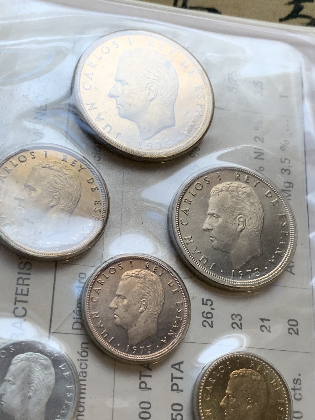 《竞宝斋》第47场-本周日，周一2场连拍（全场不限金额包邮） 册子装 西班牙 1976年胡安卡洛斯一世 6枚套币 造币厂封装