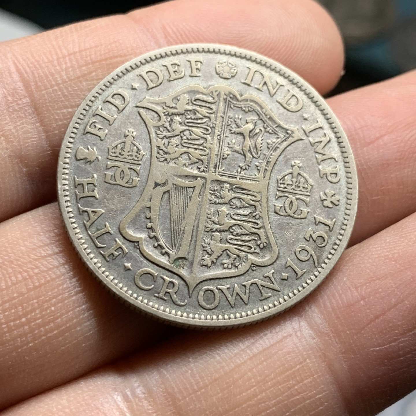 《竞宝斋》第47场-本周日，周一2场连拍（全场不限金额包邮） 不列颠经典  1931年英国国王乔治五世半克朗银币 