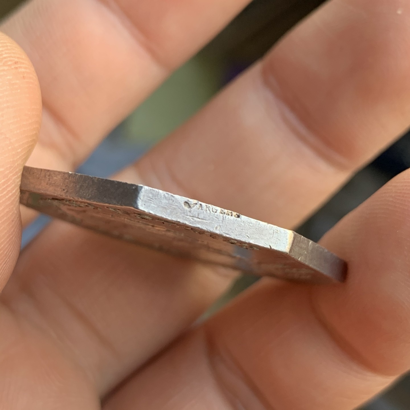 《竞宝斋》第47场-本周日，周一2场连拍（全场不限金额包邮） 法国 巴黎 公证人 八角银质代币 19.2克，对角直径36.4mm 丰饶角 银标 1880年左右