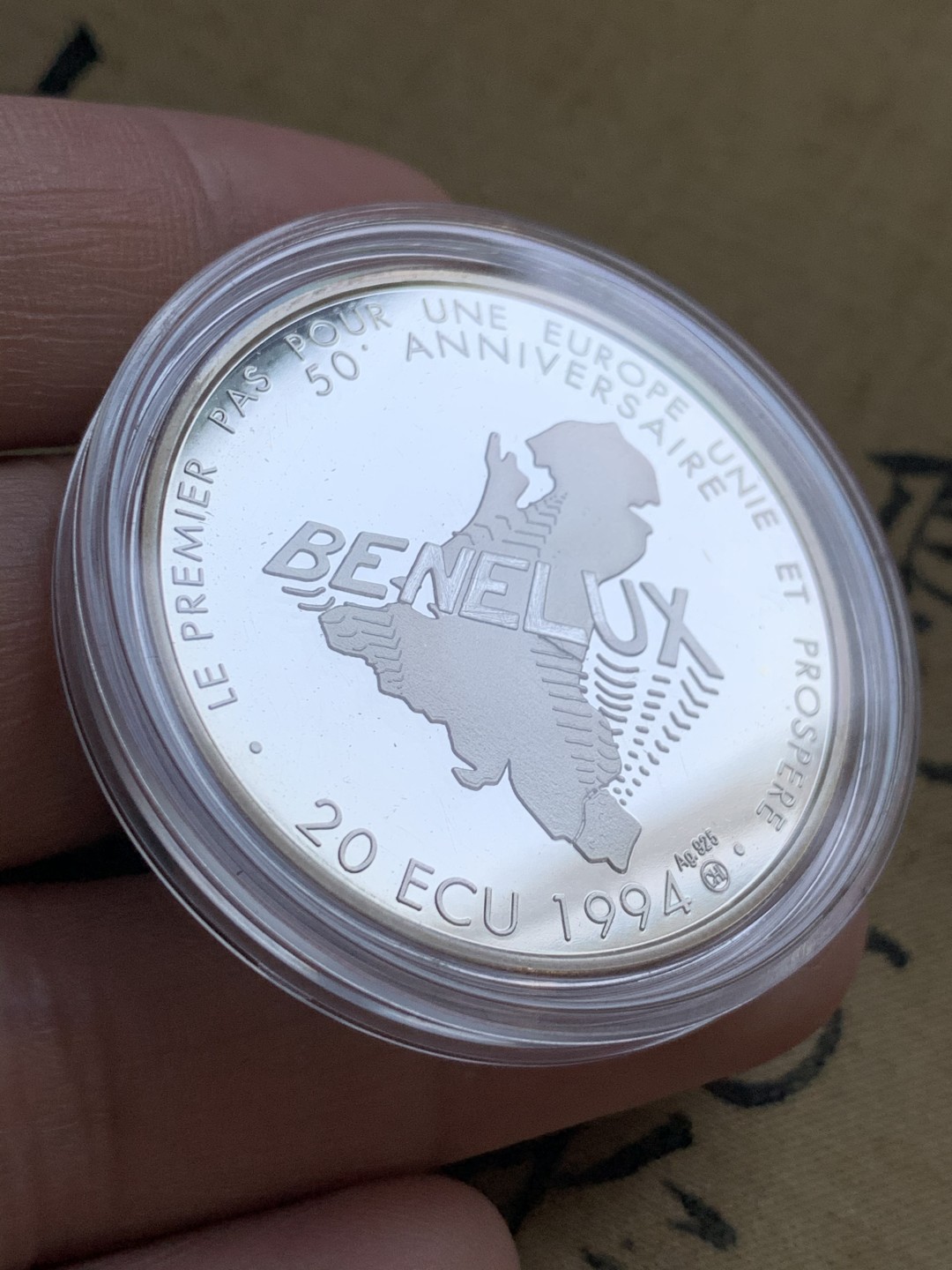 《竞宝斋》第47场-本周日，周一2场连拍（全场不限金额包邮） 原盒证书 卢森堡 1994年 20ECU 精制大银币 非常少见