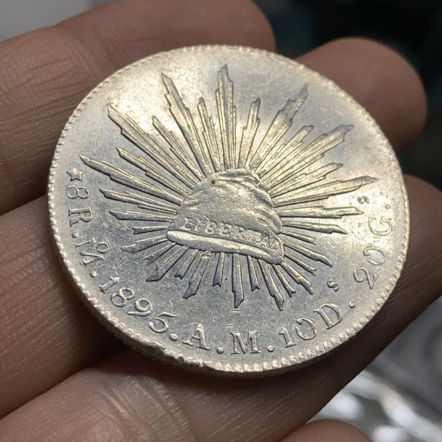 《竞宝斋》第47场-本周日，周一2场连拍（全场不限金额包邮） 墨西哥 1895年 MO AM 鹰洋8R 大银币 好品