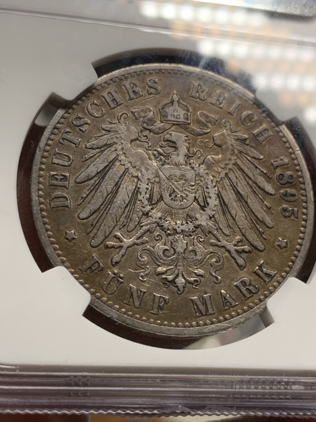 《竞宝斋》第47场-本周日，周一2场连拍（全场不限金额包邮） NGC 评级 1895年 德国符腾堡威廉二世 5马克 银币