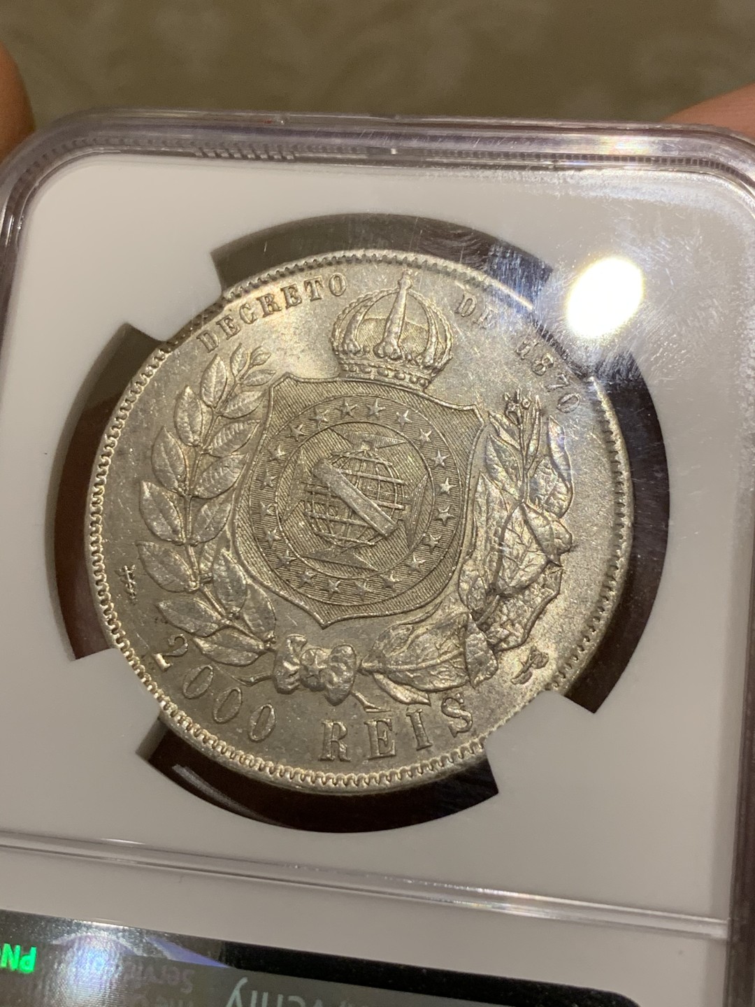 《竞宝斋》第47场-本周日，周一2场连拍（全场不限金额包邮） NGC-MS61 巴西帝国 1888年 佩德罗二世2000瑞斯大银币 潜力品种+热门年份