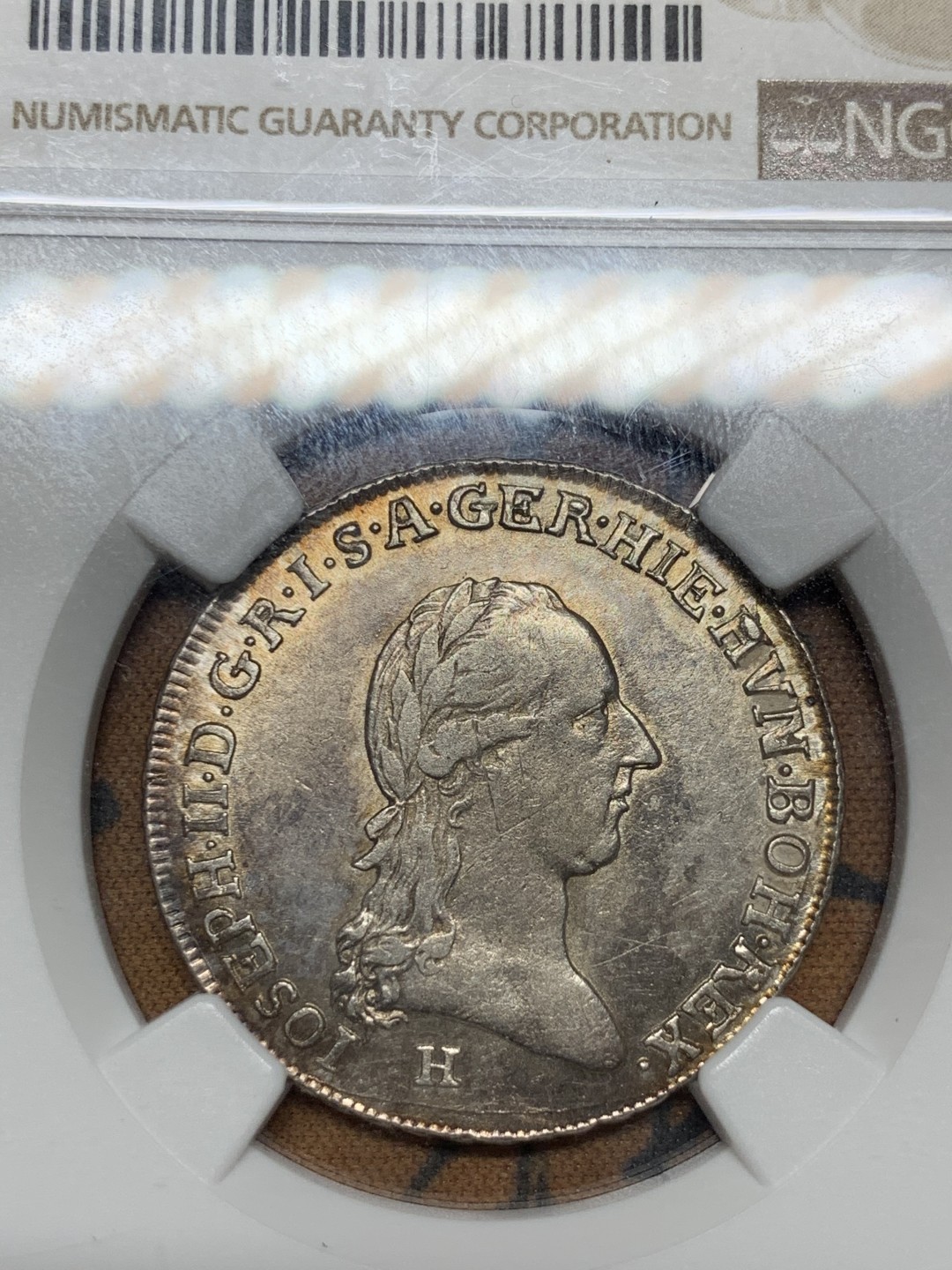 《竞宝斋》第47场-本周日，周一2场连拍（全场不限金额包邮） NGC AU  1788年H版奥属荷兰1/4KT银币 克兰斯目录无定价