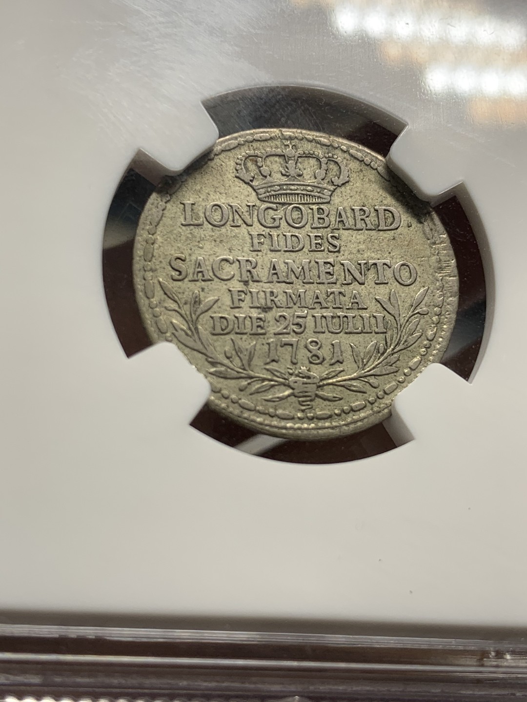 《竞宝斋》第47场-本周日，周一2场连拍（全场不限金额包邮） NGC F15 意大利 1781年米兰神圣皇帝约瑟夫二世1/2里拉银币 盒子标错 应该不是parma 而应该是milan 非常少见