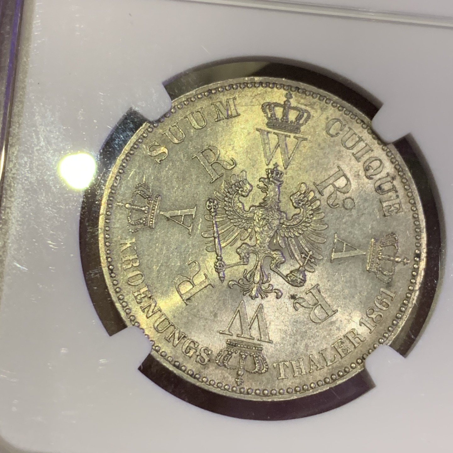 《竞宝斋》第47场-本周日，周一2场连拍（全场不限金额包邮） NGC-UNCD 1861年 德国普鲁士毛衣泰勒 底板丝滑 细节丰富 