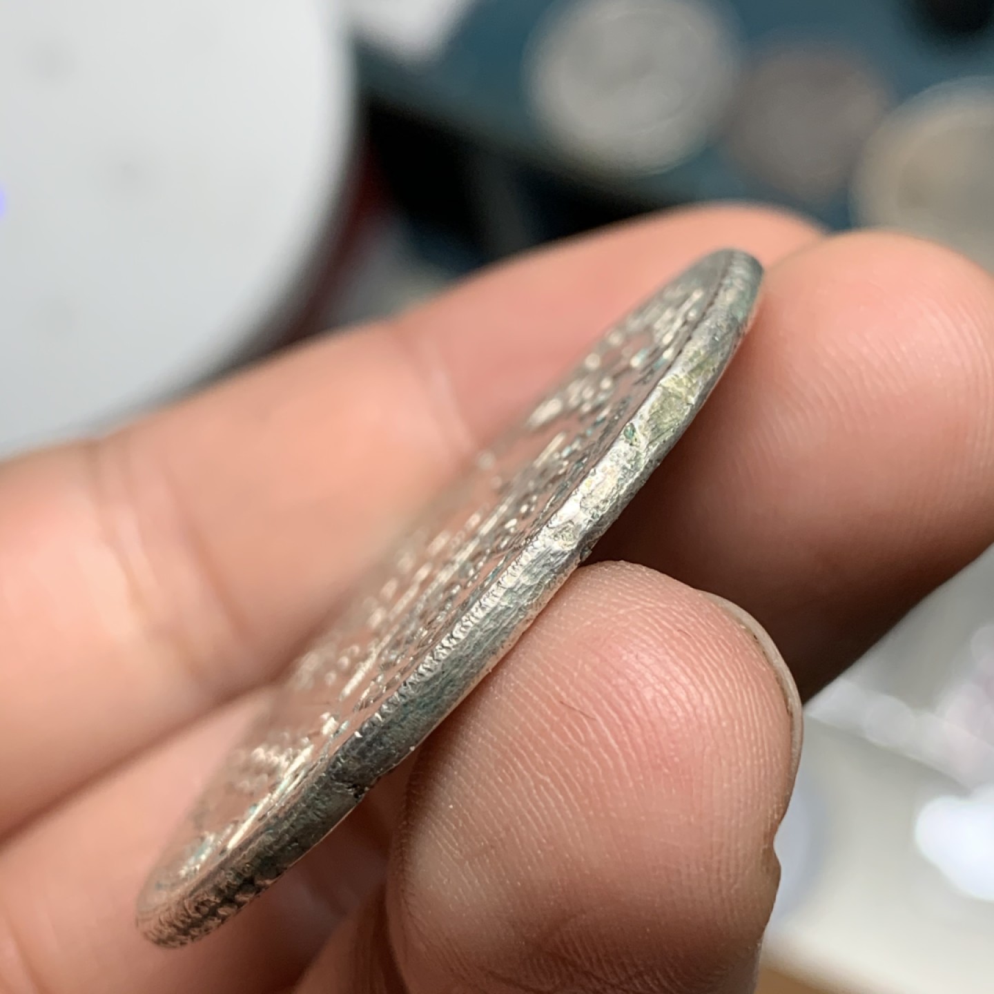 《竞宝斋》第47场-本周日，周一2场连拍（全场不限金额包邮） 巴西 1813年 960R 大银币 AU品 边缘有掉皮 不是磕碰