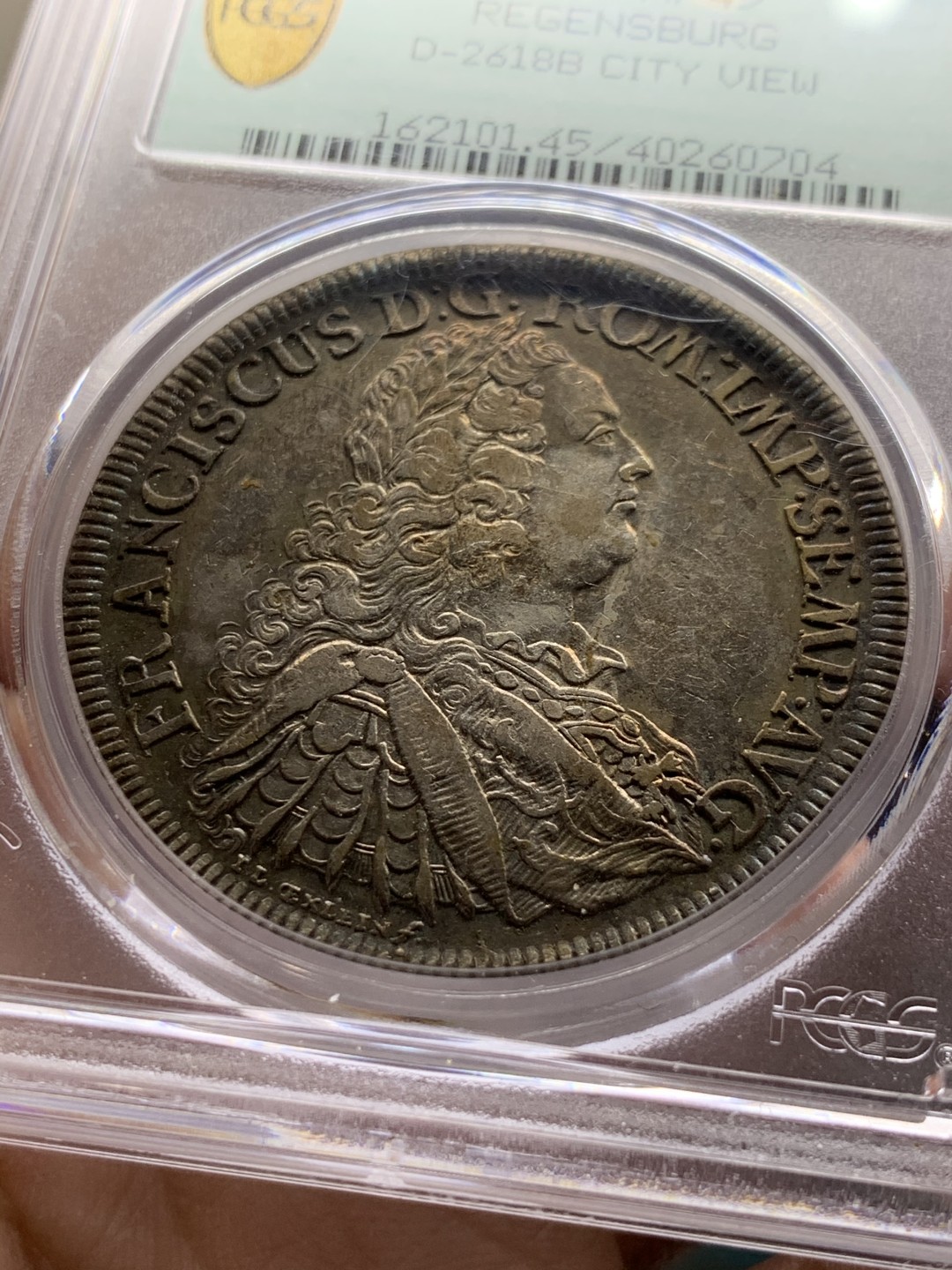 《竞宝斋》第47场-本周日，周一2场连拍（全场不限金额包邮） 1754年德国雷根斯堡城市景观五彩泰勒 PCGS XF45 双面五彩 PCGS35周年纪念盒