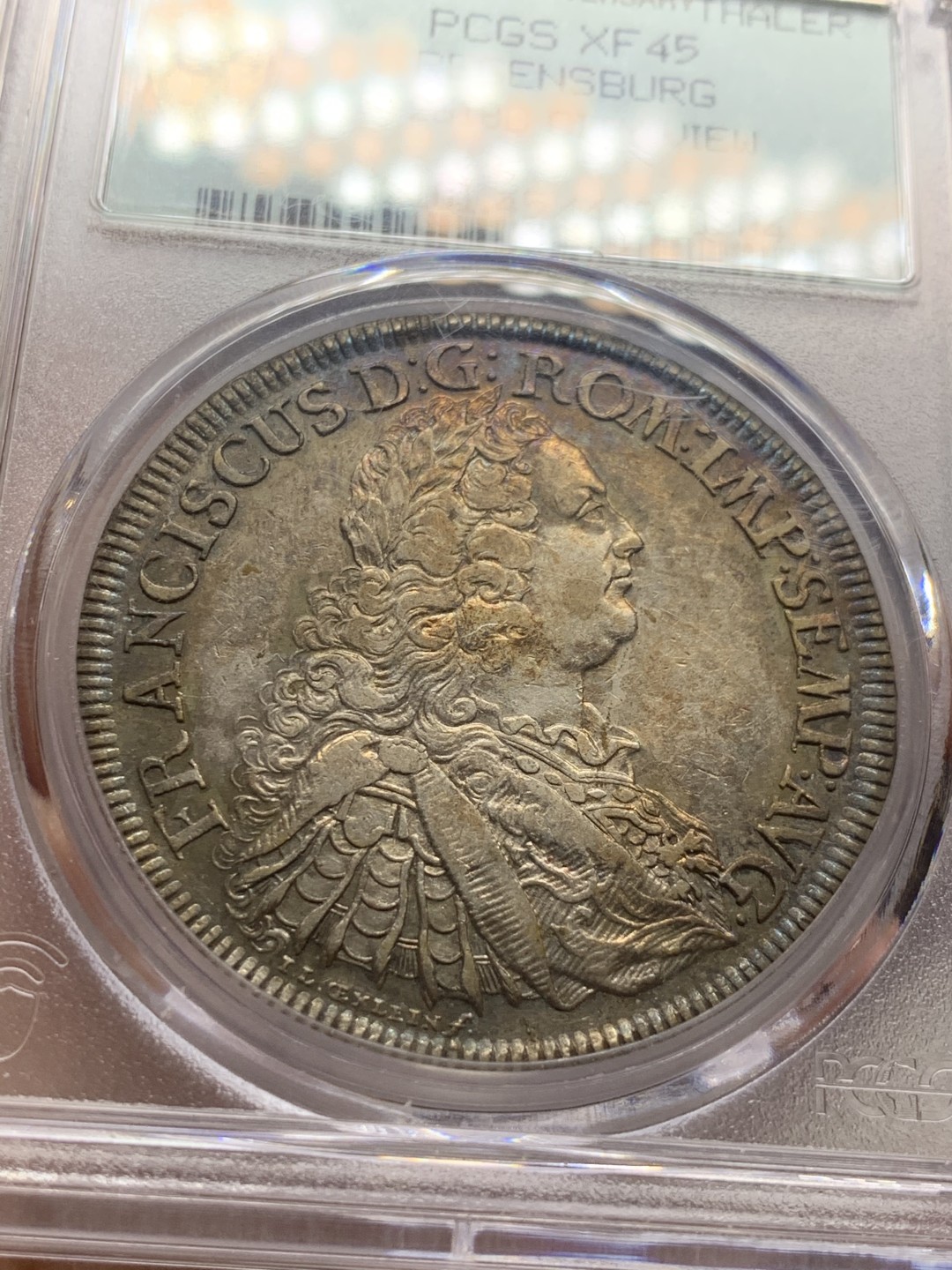 《竞宝斋》第47场-本周日，周一2场连拍（全场不限金额包邮） 1754年德国雷根斯堡城市景观五彩泰勒 PCGS XF45 双面五彩 PCGS35周年纪念盒