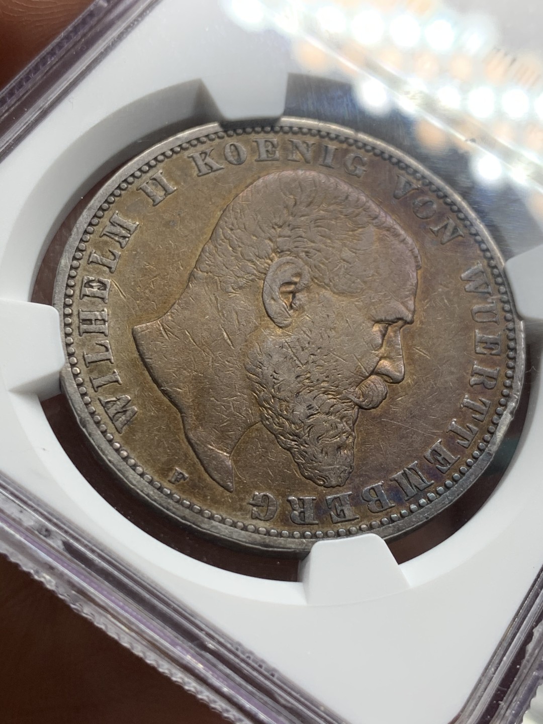 《竞宝斋》第47场-本周日，周一2场连拍（全场不限金额包邮） NGC 评级 1895年 德国符腾堡威廉二世 5马克 银币