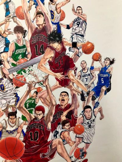 灌篮高手大电影即将回归，特别奉献：井上雄彦亲笔签名 Jump50th SLAM DUNK allstar 灌篮高手300张限量艺术海报