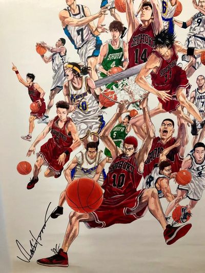 灌篮高手大电影即将回归，特别奉献：井上雄彦亲笔签名 Jump50th SLAM DUNK allstar 灌篮高手300张限量艺术海报