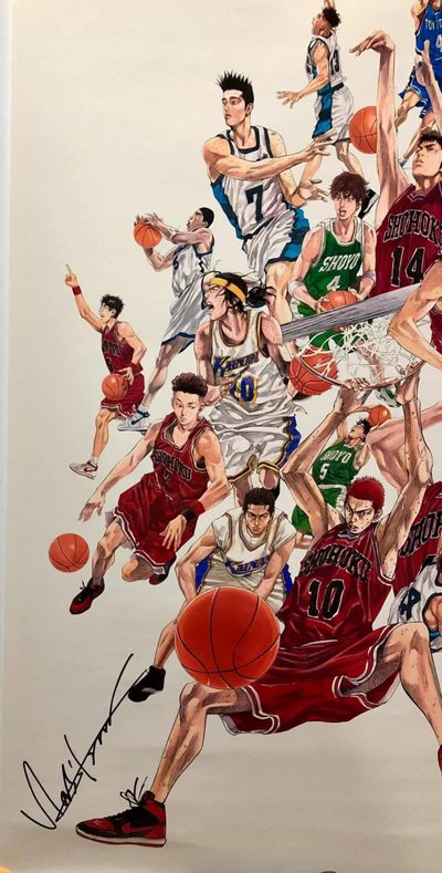 灌篮高手大电影即将回归，特别奉献：井上雄彦亲笔签名 Jump50th SLAM DUNK allstar 灌篮高手300张限量艺术海报