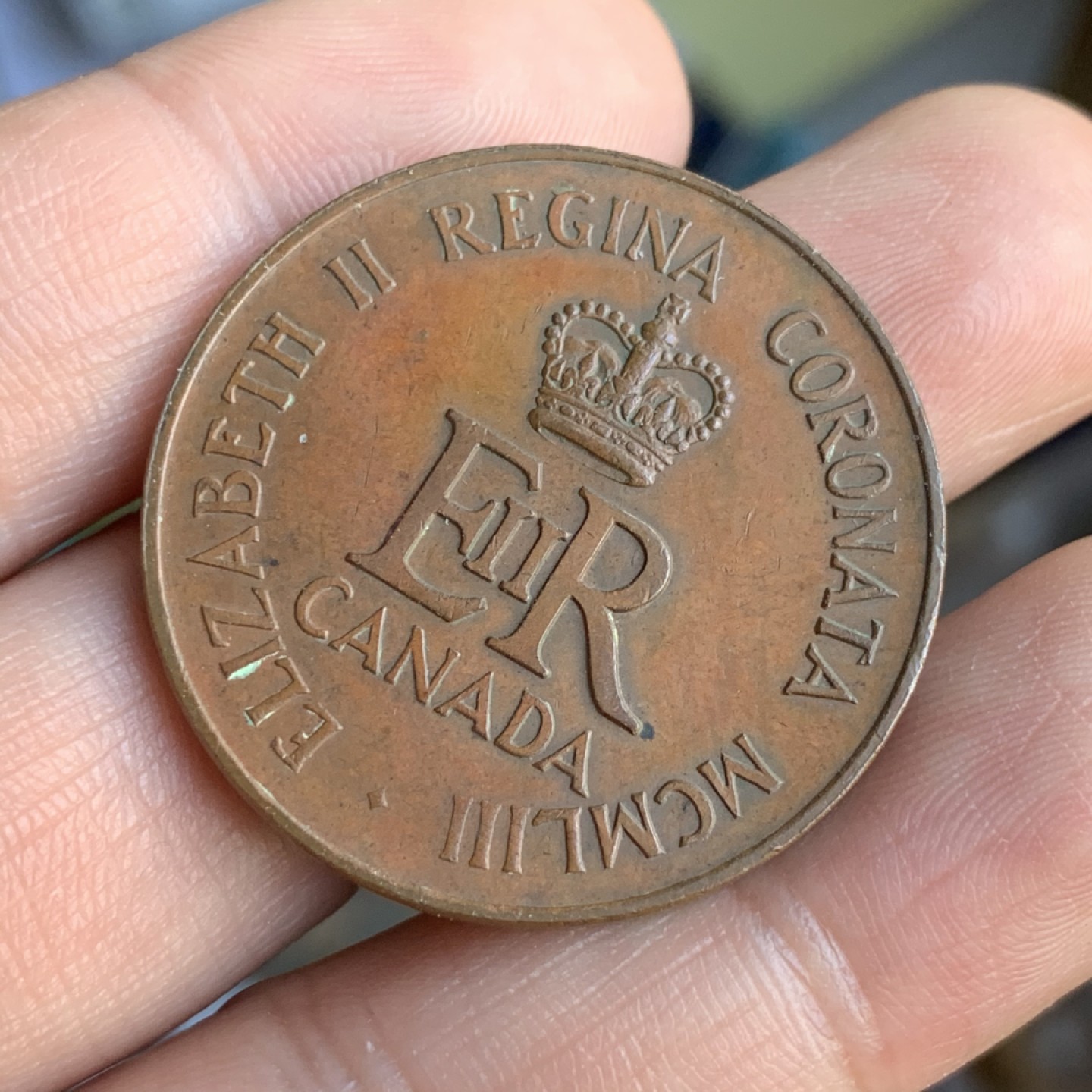 《竞宝斋》第48场-本周日，周一2场连拍（全场不限金额包邮） 加拿大 伊丽莎白 铜章 17.5克 33.52直径