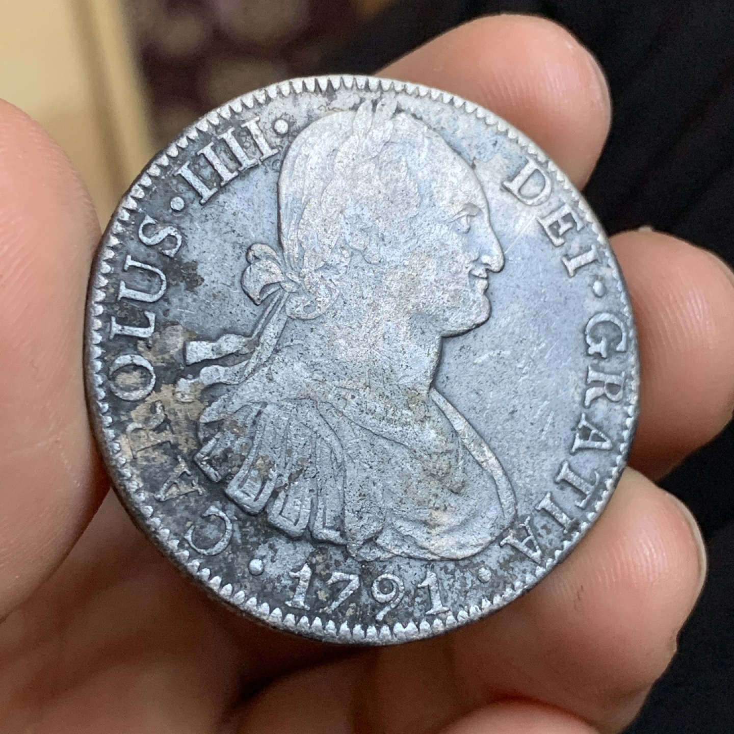 《竞宝斋》第48场-本周日，周一2场连拍（全场不限金额包邮） 西属 墨西哥 1791年 卡四 双柱8R 大银币