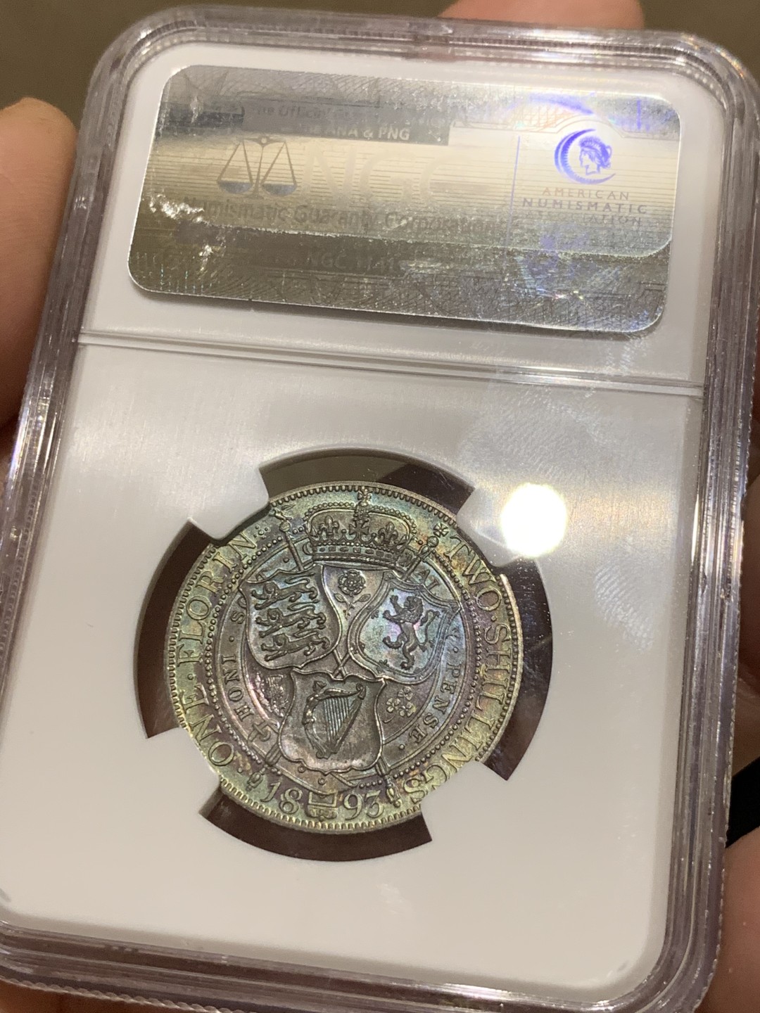 《竞宝斋》第48场-本周日，周一2场连拍（全场不限金额包邮） NGC-PF63 双面五彩 英国 1893年维多利亚女王精制弗洛林银币