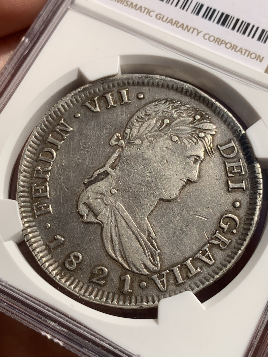 《竞宝斋》第48场-本周日，周一2场连拍（全场不限金额包邮） NGC-XFD 墨西哥内战双柱 萨斯特卡斯ZS厂 1821 8 里亚尔 原味 全深打 