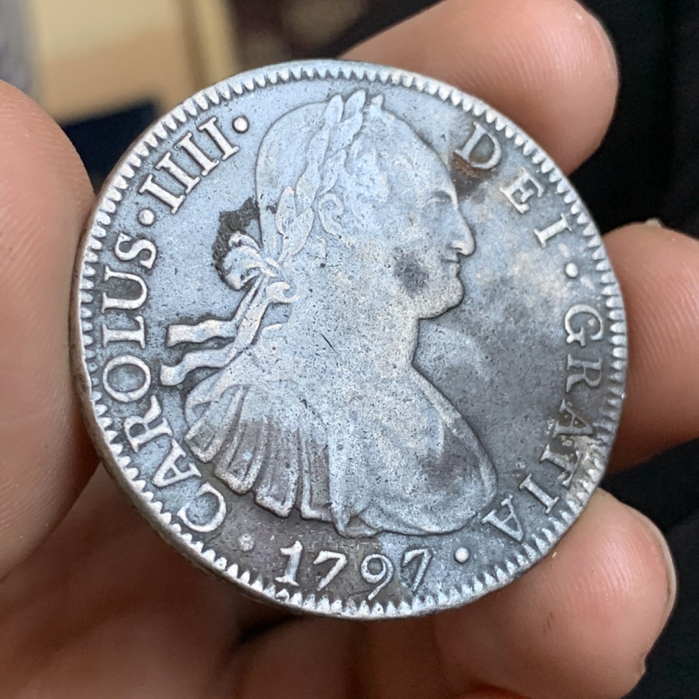 《竞宝斋》第48场-本周日，周一2场连拍（全场不限金额包邮） 西属 墨西哥 1797年 卡四 双柱8R 大银币