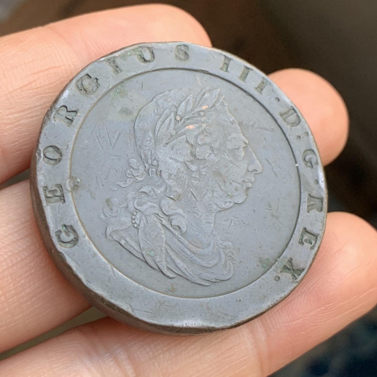 《竞宝斋》第48场-本周日，周一2场连拍（全场不限金额包邮） 英国 1797年 乔三 2便士 大车轮 铜币 重达56克