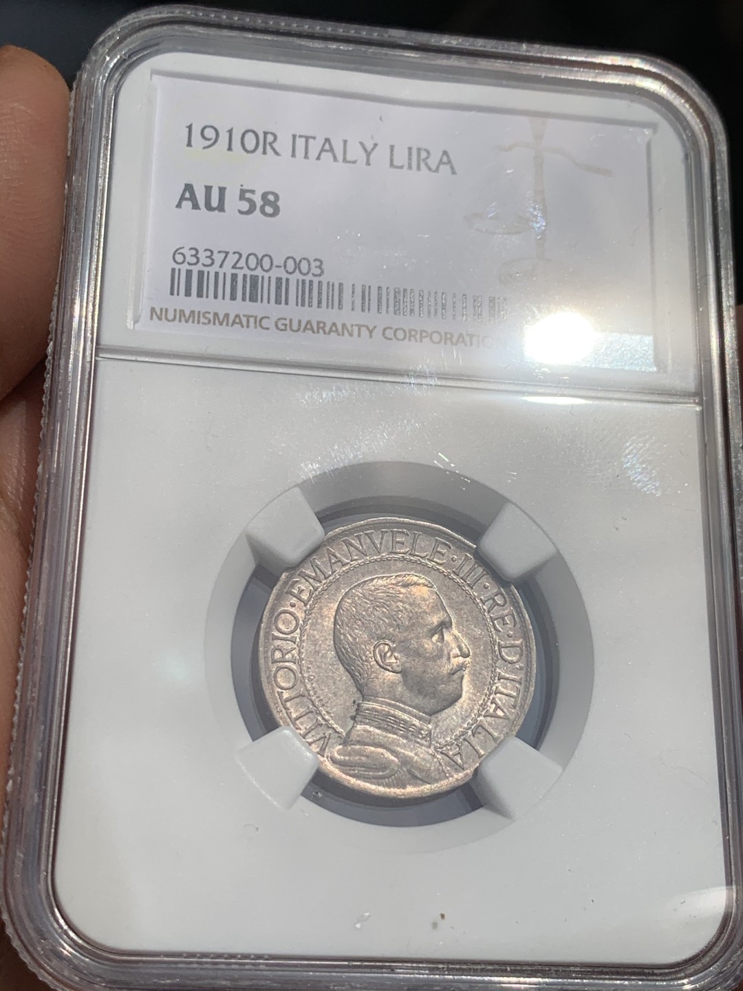《竞宝斋》第48场-本周日，周一2场连拍（全场不限金额包邮） NGC-AU58 意大利1910年圈版马车1里拉稀少年份涨价品种