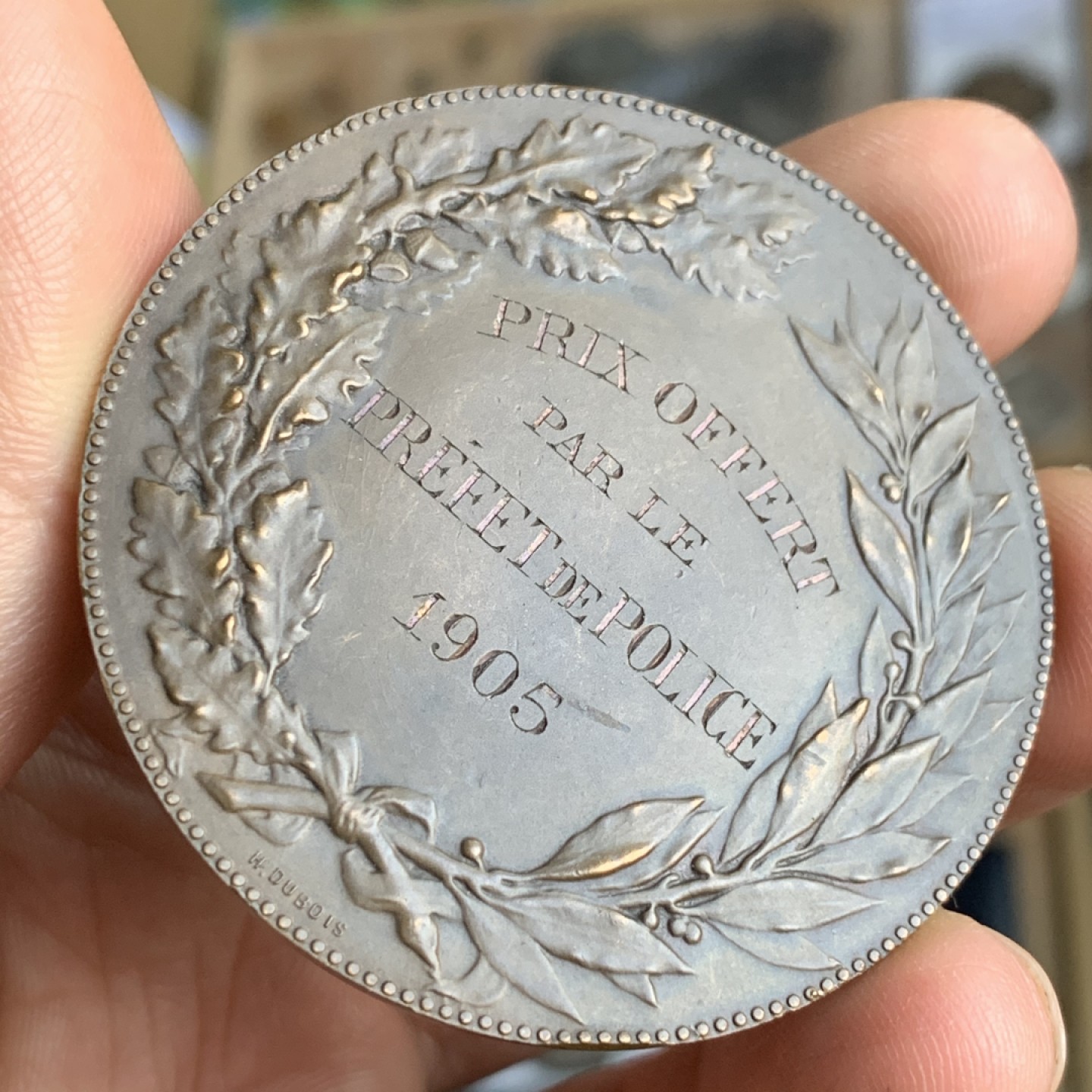 《竞宝斋》第48场-本周日，周一2场连拍（全场不限金额包邮） 法国 玛丽安娜 1905 年 大铜章 55.4克 50.2mm直径 状态一流  文字人工加刻