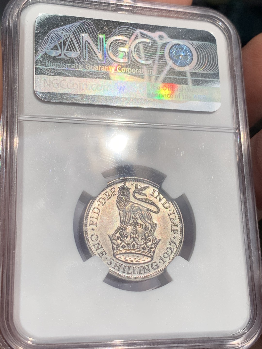 《竞宝斋》第48场-本周日，周一2场连拍（全场不限金额包邮） NGC-PF64 英国1927年乔治五世精制1先令 好包浆精制高分难得！