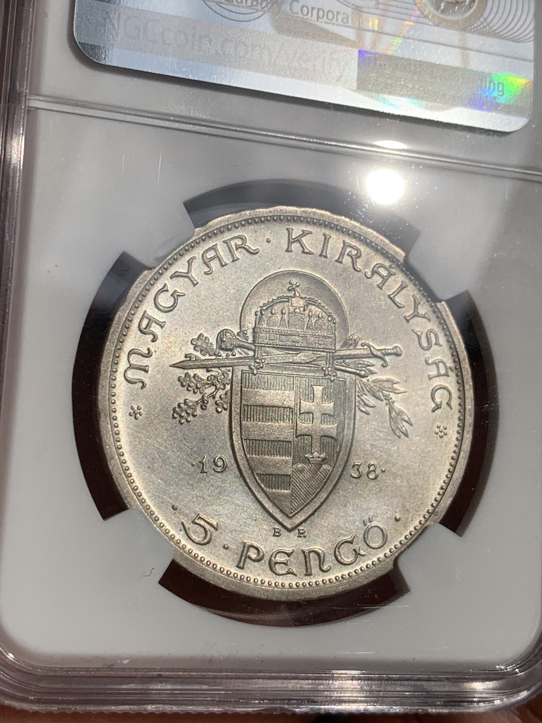 《竞宝斋》第48场-本周日，周一2场连拍（全场不限金额包邮） NGC unc detail 1938年史蒂芬5潘果大银币 