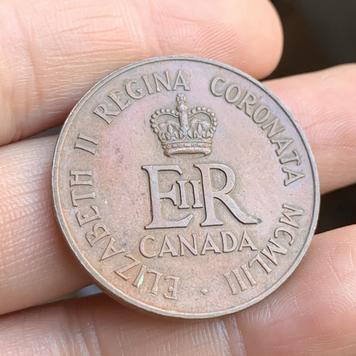 《竞宝斋》第48场-本周日，周一2场连拍（全场不限金额包邮） 加拿大 伊丽莎白 铜章 17.5克 33.52直径