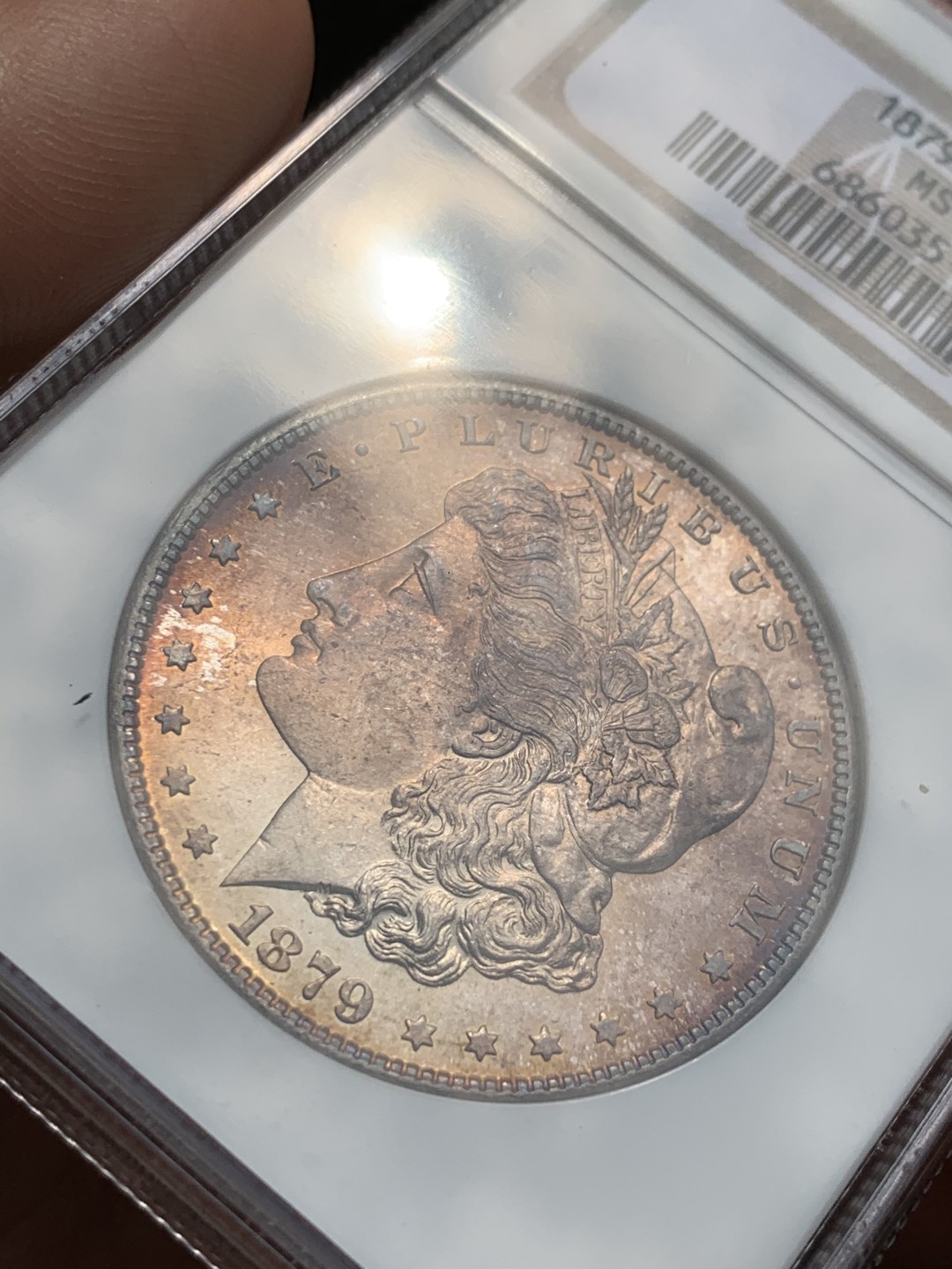 《竞宝斋》第48场-本周日，周一2场连拍（全场不限金额包邮） NGC-MS65 1879S摩根银币 老盒保存的极好 高分双面粉彩极少见！