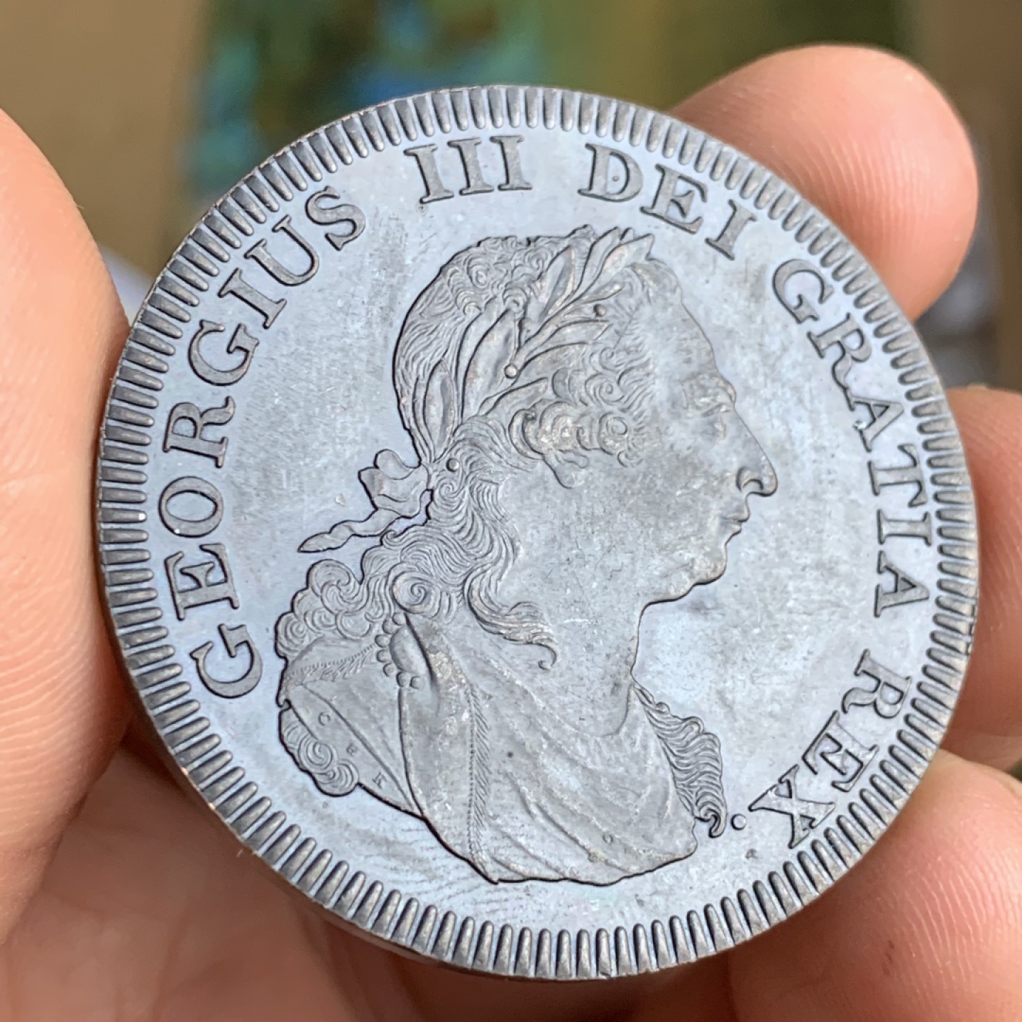 《竞宝斋》第48场-本周日，周一2场连拍（全场不限金额包邮） 马恩岛 1808纪年 复刻币 原铸为5先令银币 少见款式 25.8克 41mm直径 铜材质 工艺非常好