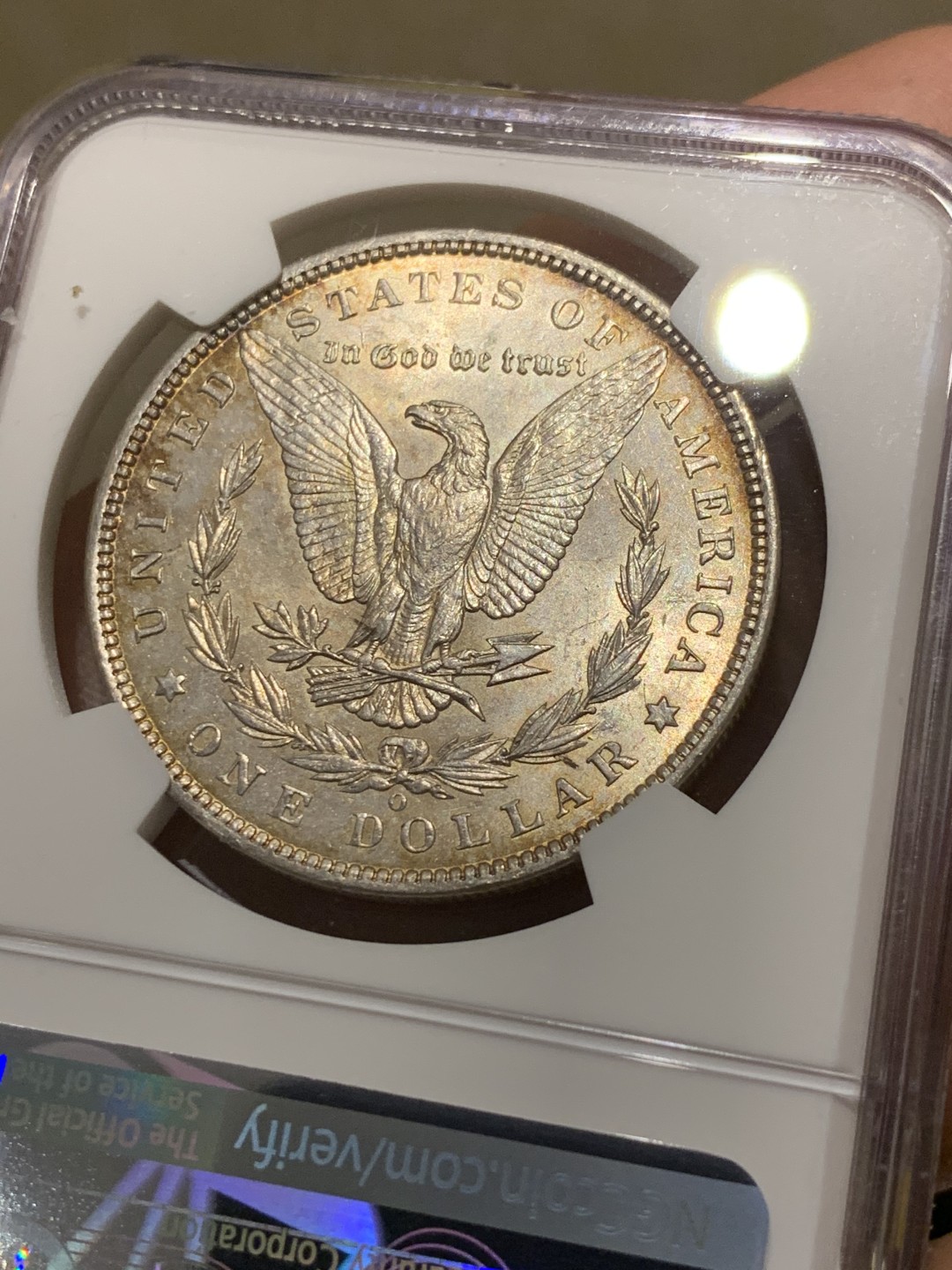 《竞宝斋》第48场-本周日，周一2场连拍（全场不限金额包邮） NGC MS62 美国 1900年 摩根银元 五彩的一塌糊涂 状态好 给的分还是太保守了