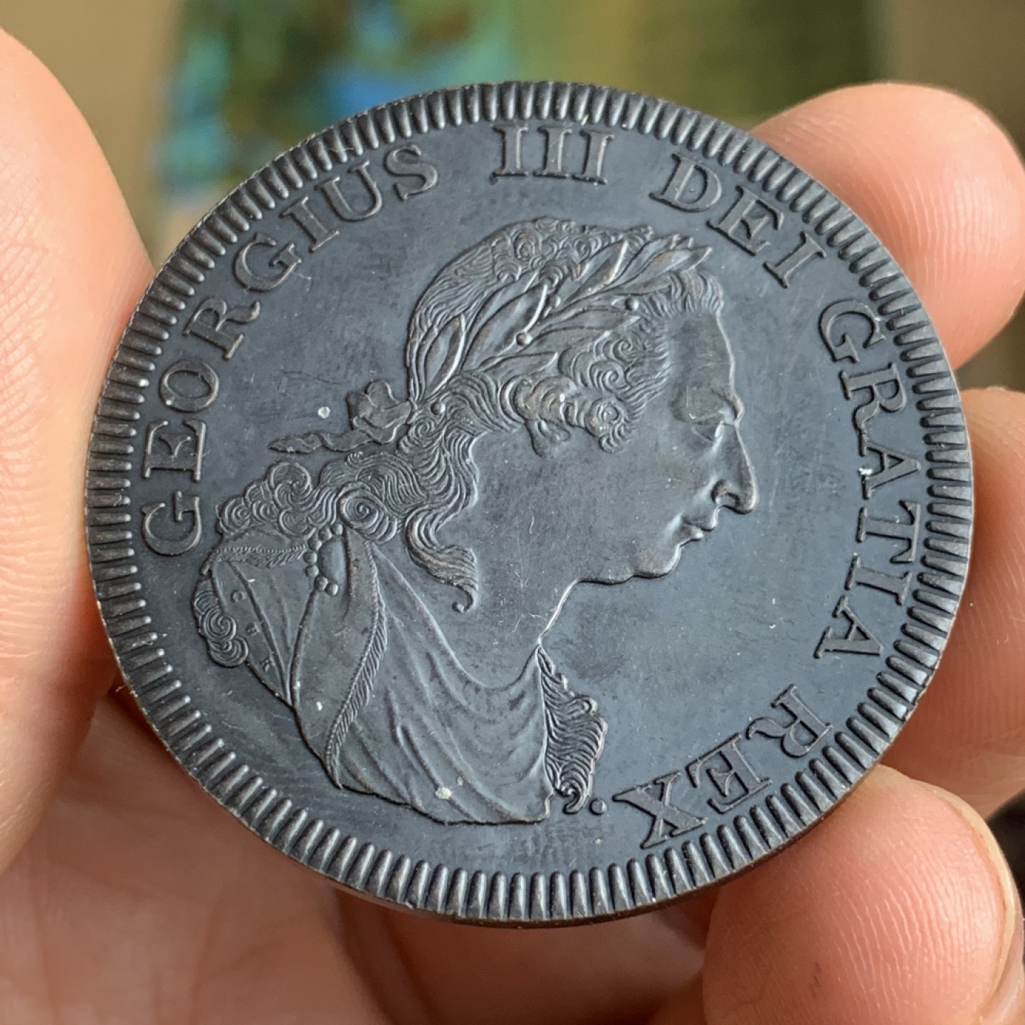 《竞宝斋》第48场-本周日，周一2场连拍（全场不限金额包邮） 马恩岛 1808纪年 复刻币 原铸为5先令银币 少见款式 25.8克 41mm直径 铜材质 工艺非常好