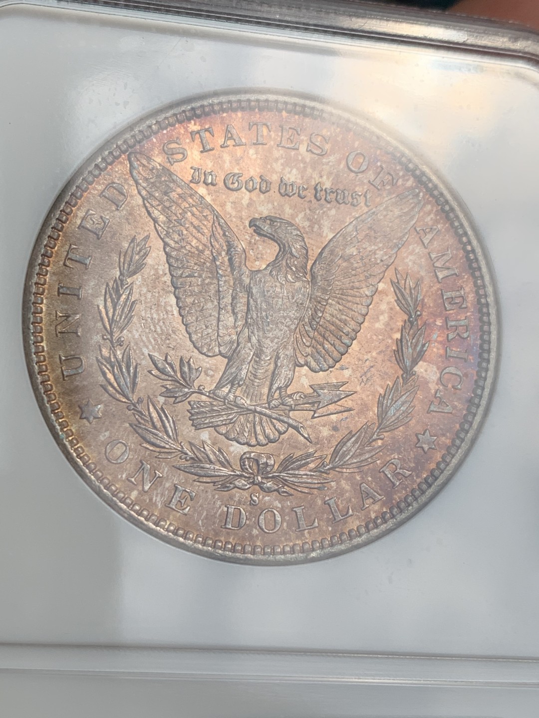 《竞宝斋》第48场-本周日，周一2场连拍（全场不限金额包邮） NGC-MS65 1879S摩根银币 老盒保存的极好 高分双面粉彩极少见！