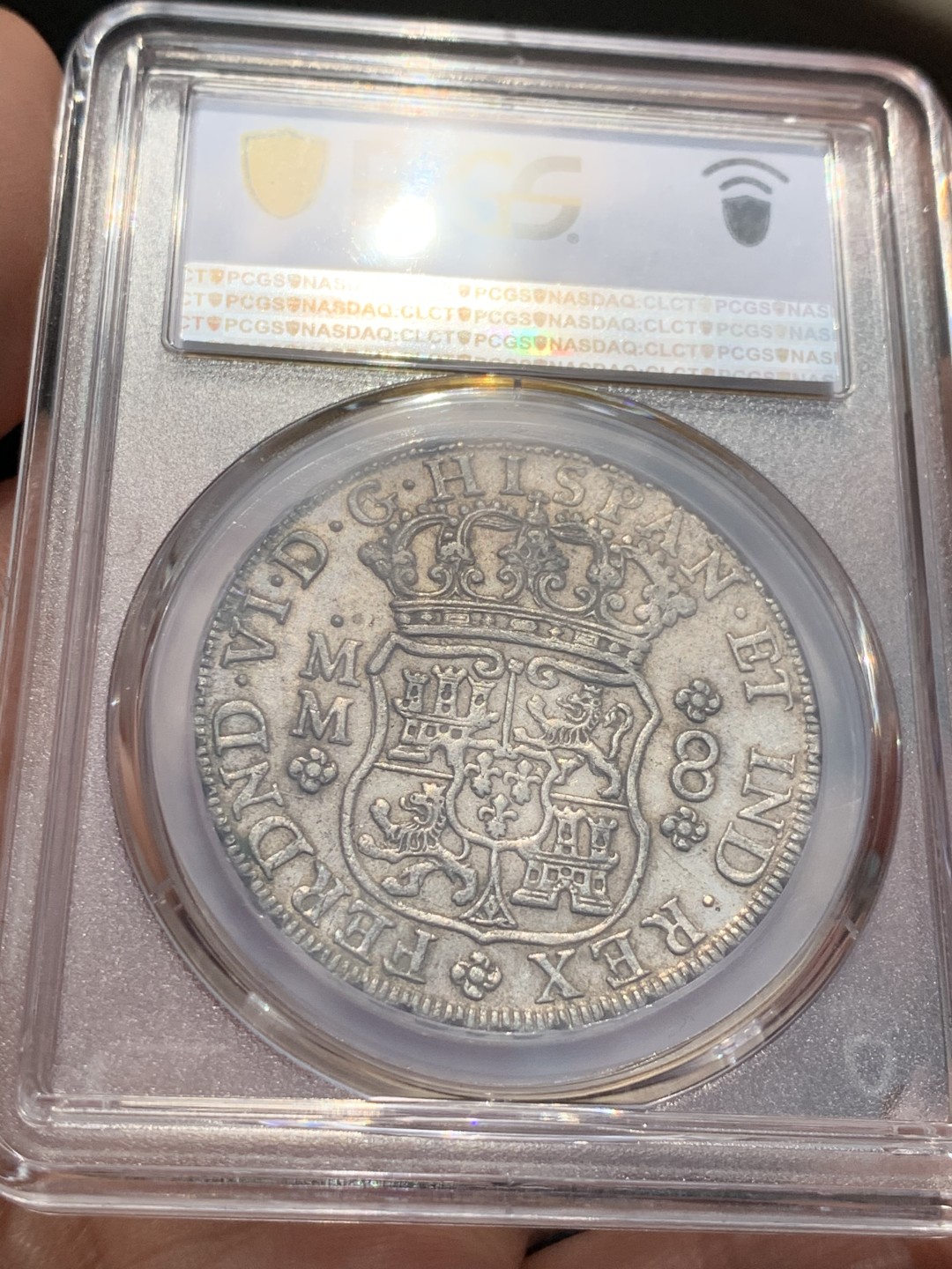 《竞宝斋》第48场-本周日，周一2场连拍（全场不限金额包邮） PCGS AU53 墨西哥地球 1756年 早期版本  原味包浆 状态很好 外拍热门品种