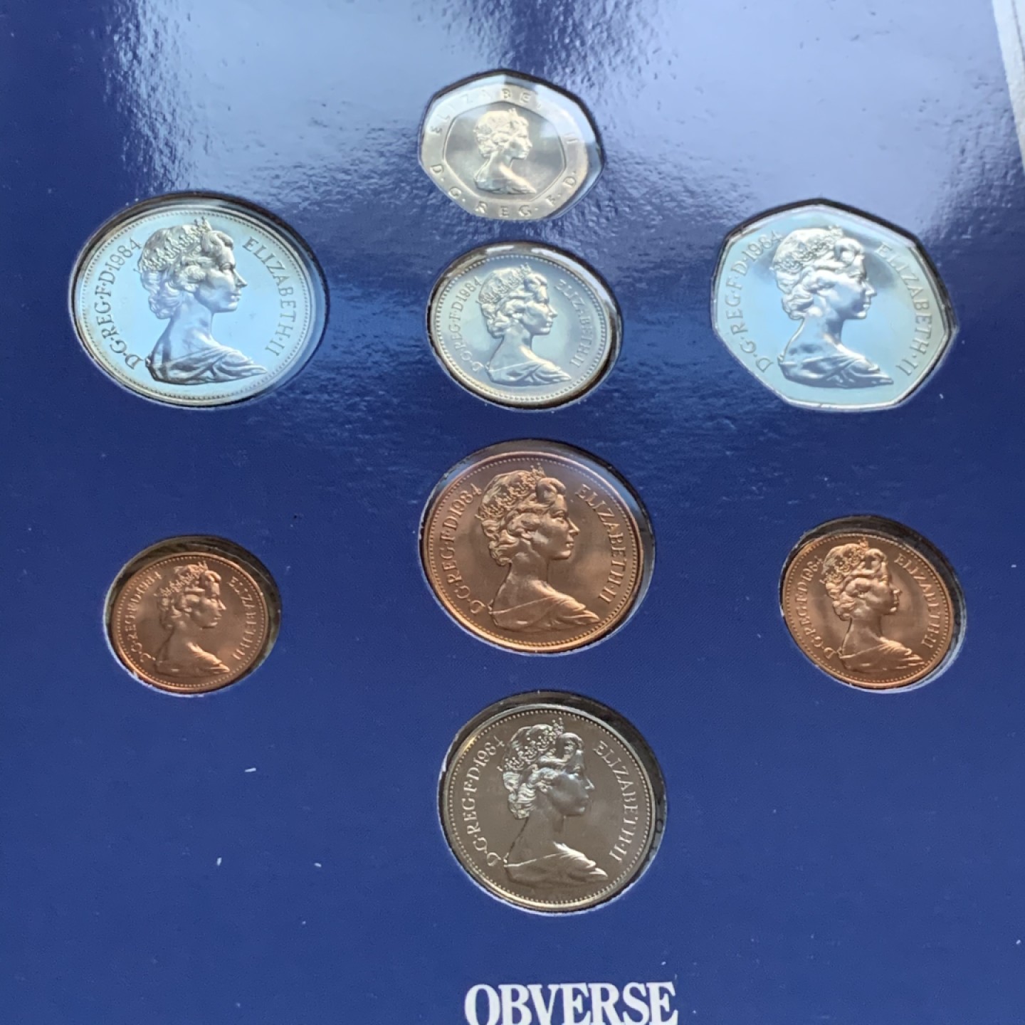 《竞宝斋》第48场-本周日，周一2场连拍（全场不限金额包邮） 英国1984年清年份官方原装套币BU 半便士-1磅共8枚 克劳斯编号MS105