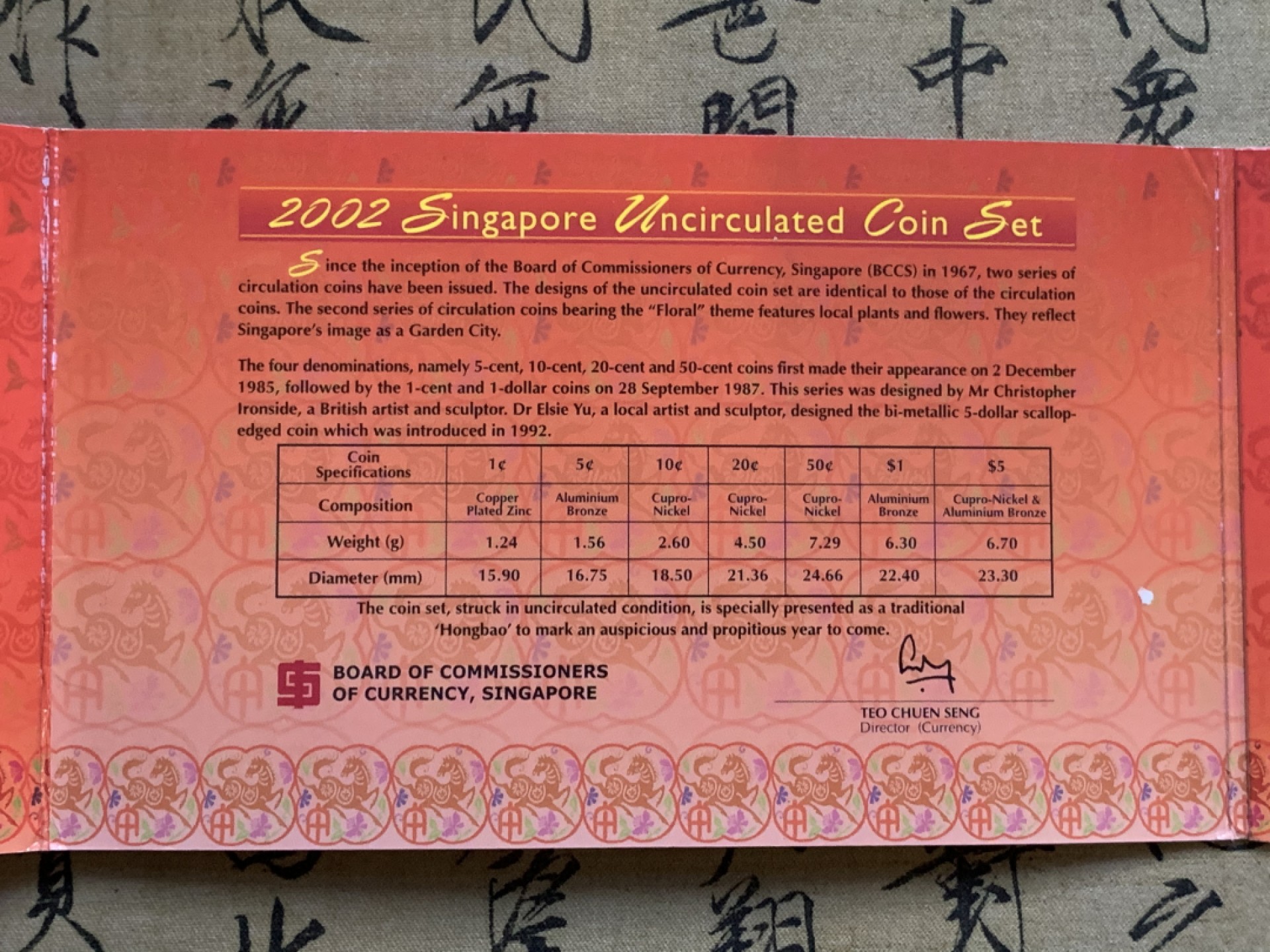 《竞宝斋》第48场-本周日，周一2场连拍（全场不限金额包邮） 新加坡2002年清年份官方原装套币BU 红包币 1分-5元共7枚 带双色币5元面值全 克劳斯编号MS39