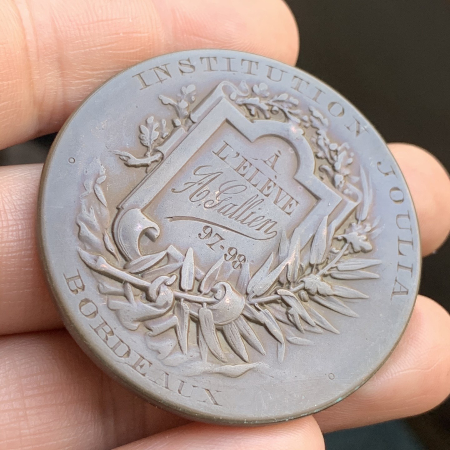 《竞宝斋》第48场-本周日，周一2场连拍（全场不限金额包邮） 法国玛丽安娜 大铜章 54.5克 49.3mm直径 背面文字应为手刻 非常漂亮